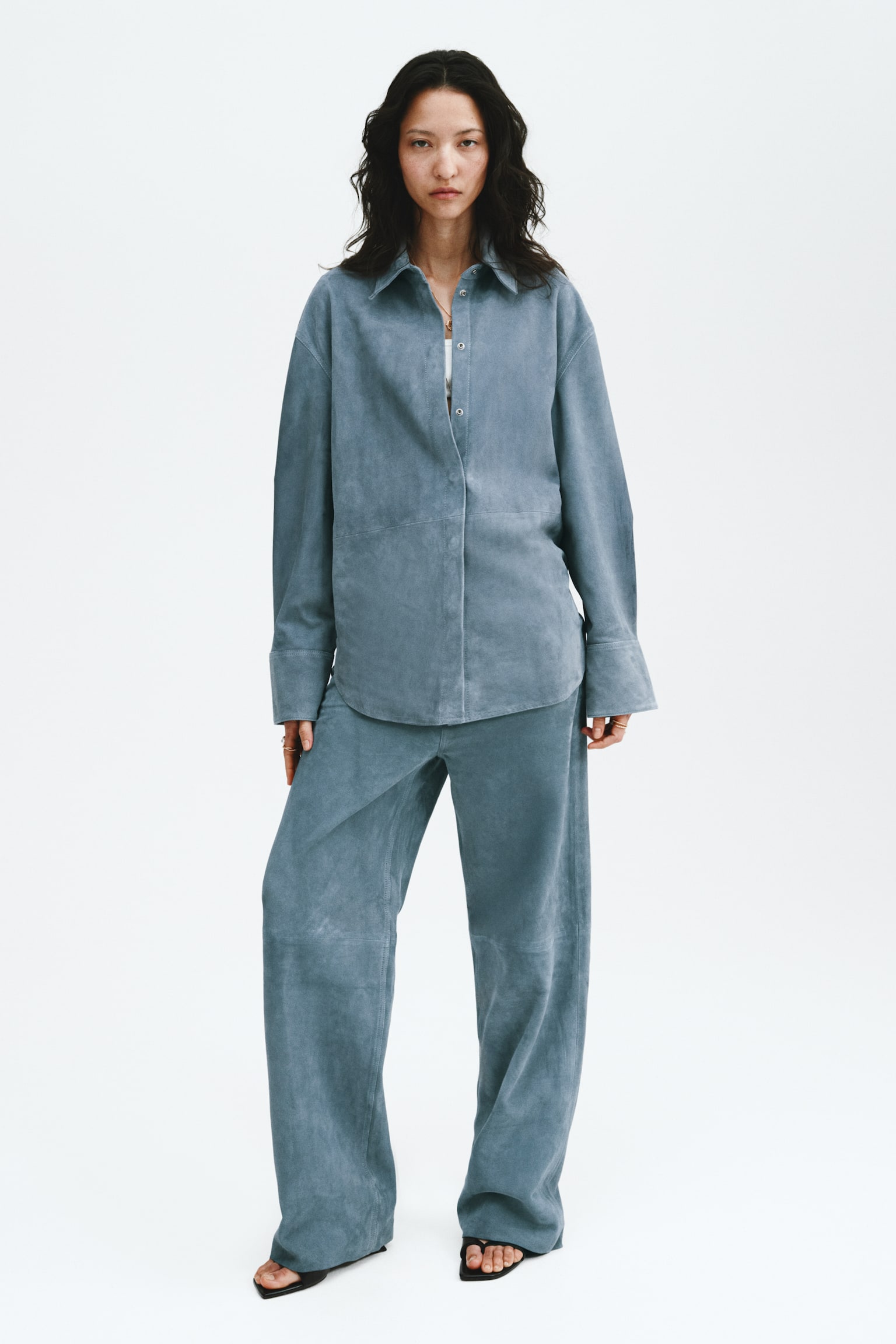 Suede shirt - Dusty blue - 1