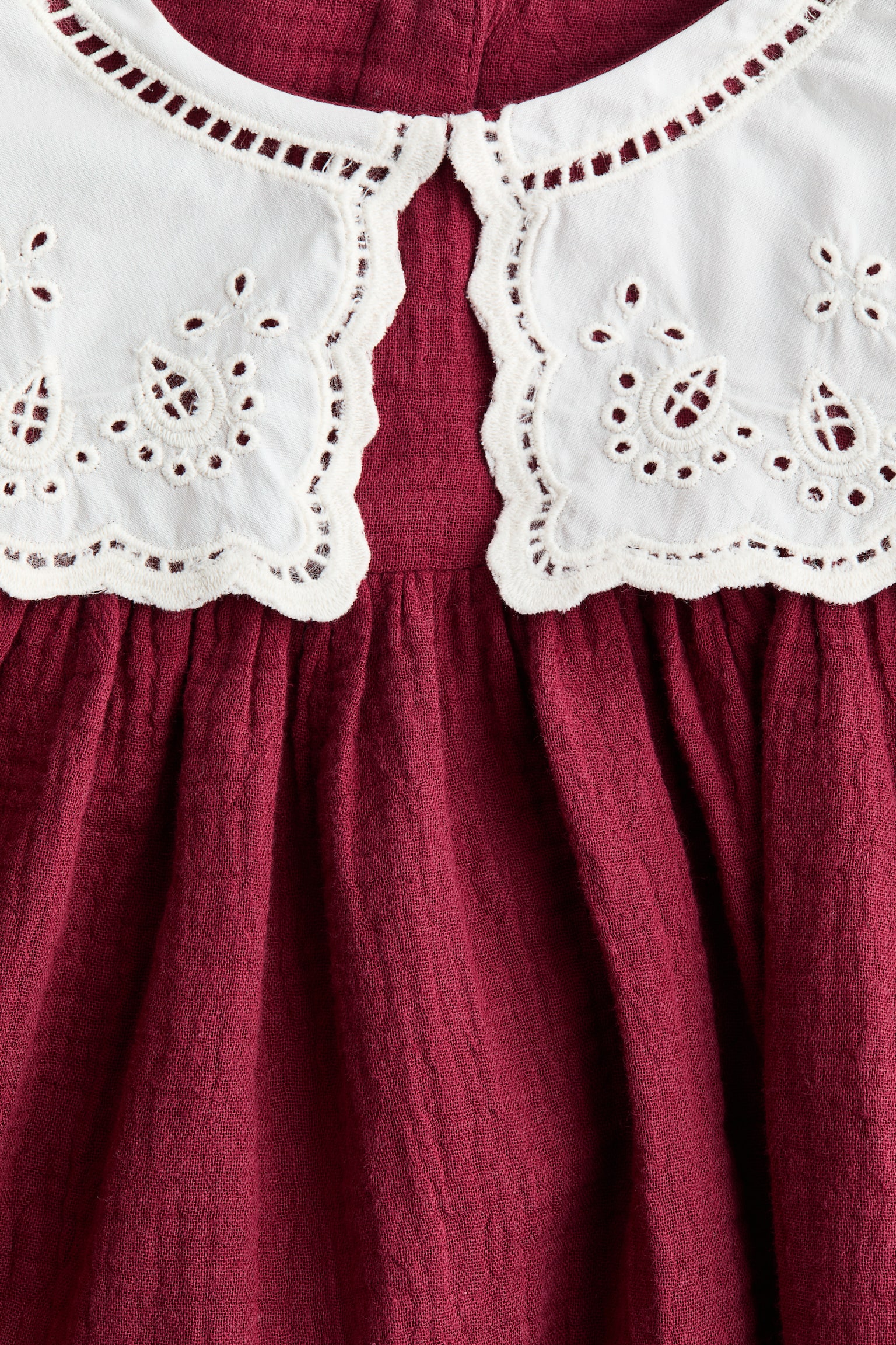 Детское платье H&M Vintage-Collar Muslin, цвет: Красный / Белый — фото 5