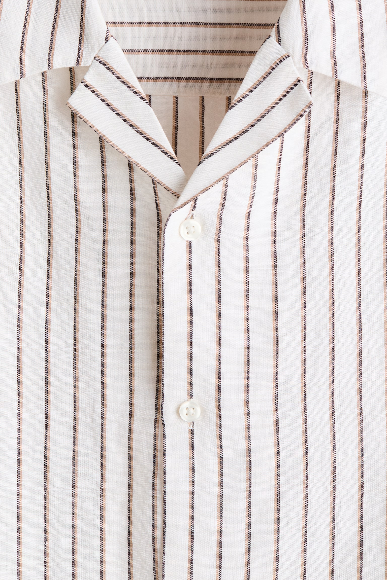 Relaxed Fit Linen-blend resort shirt - White/Striped/Dusty blue/Black/Light beige/Dark khaki green - 5