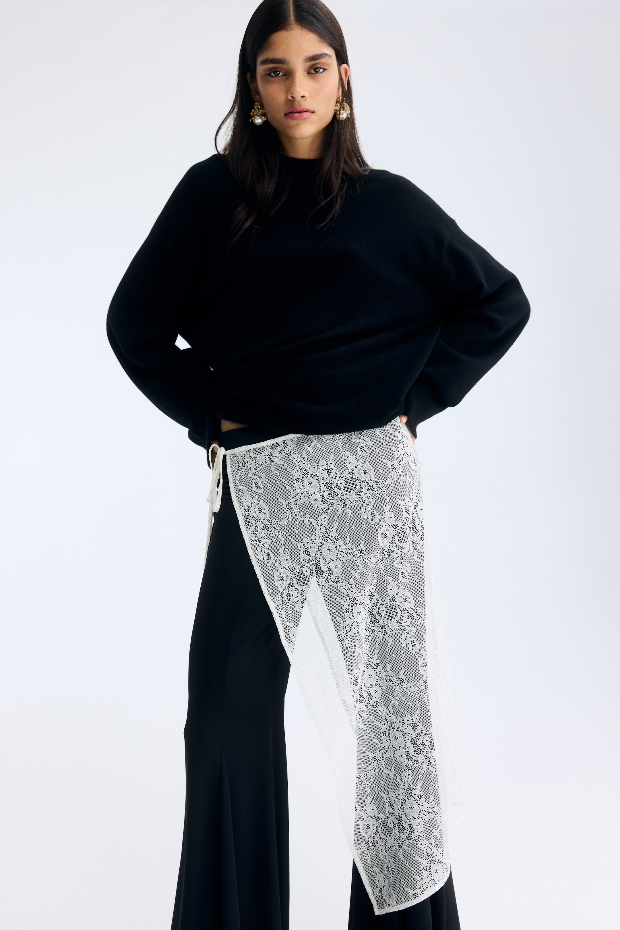 Zobacz większy obraz: Koronkowa spódnica kopertowa - Jasnobeżowy - ONA | H&M PL 3