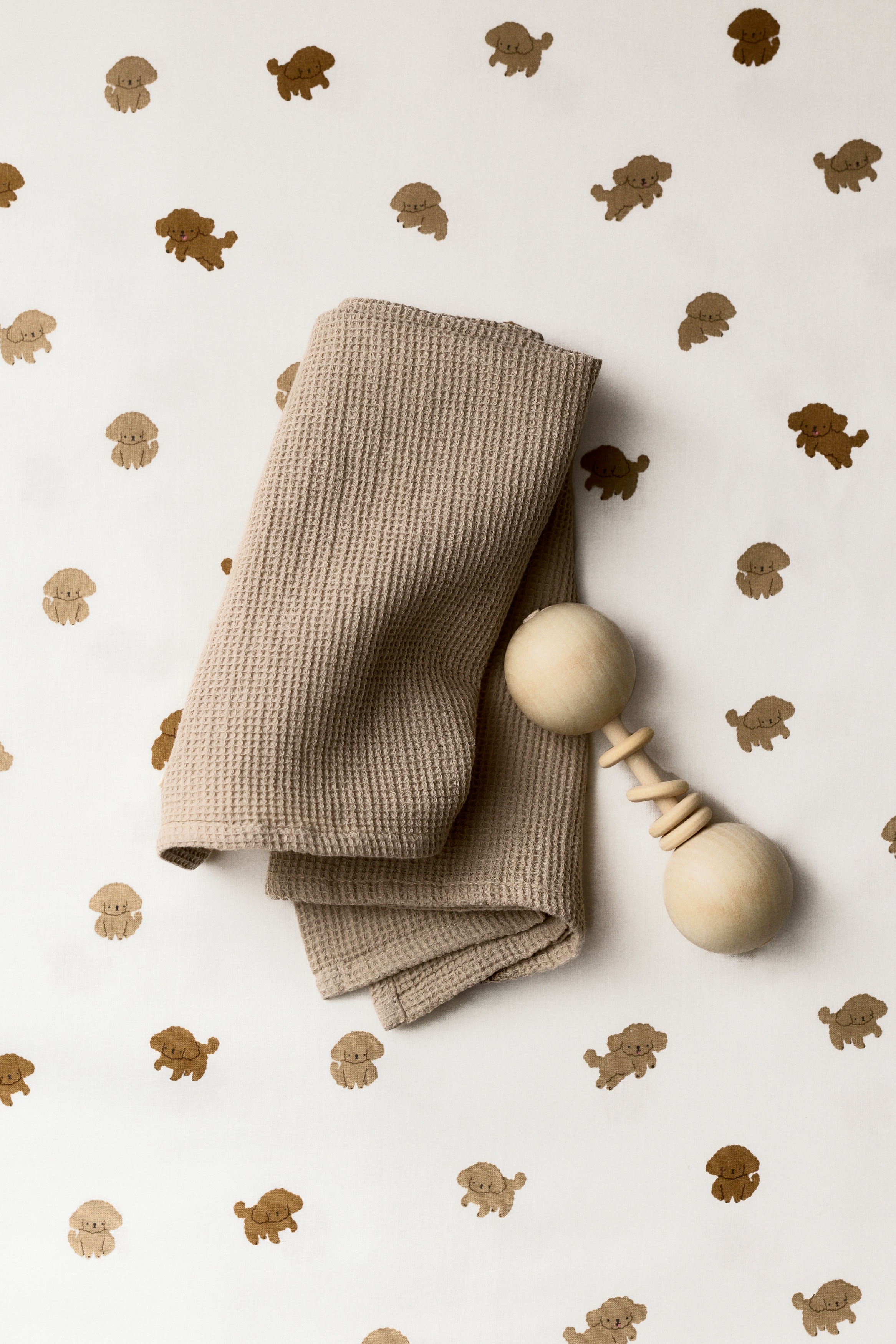 Set van twee doeken van gewafeld katoen - Beige/Dusty groen