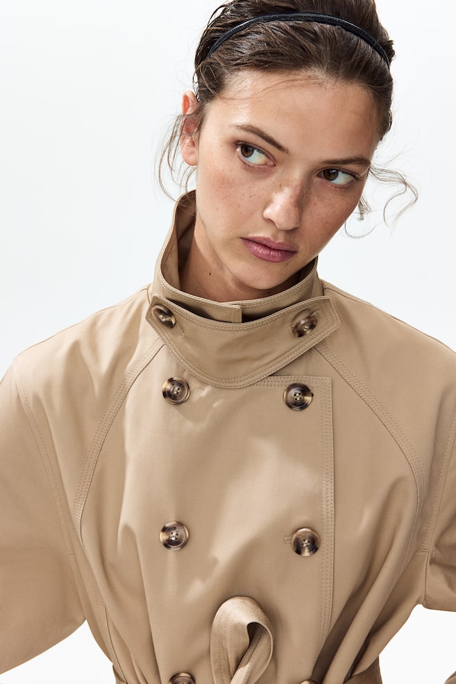 Funnel-collar trench coat - Beige - 3