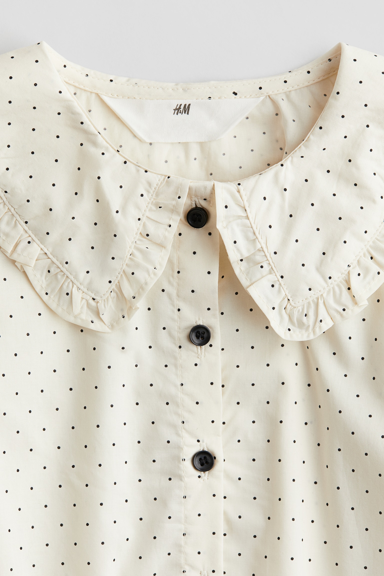 Collared cotton blouse - Cream/Spotted - 5