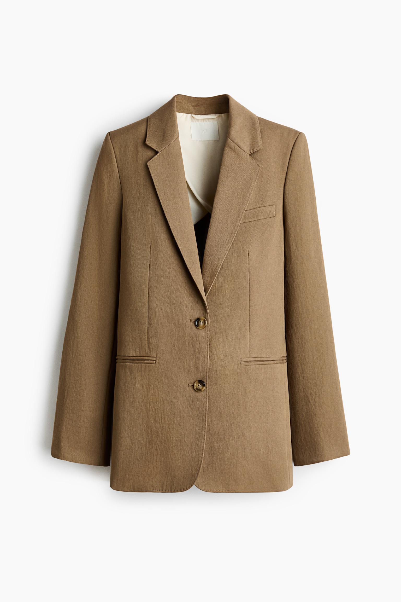 Single-breasted blazer - Dark beige/Black - 1