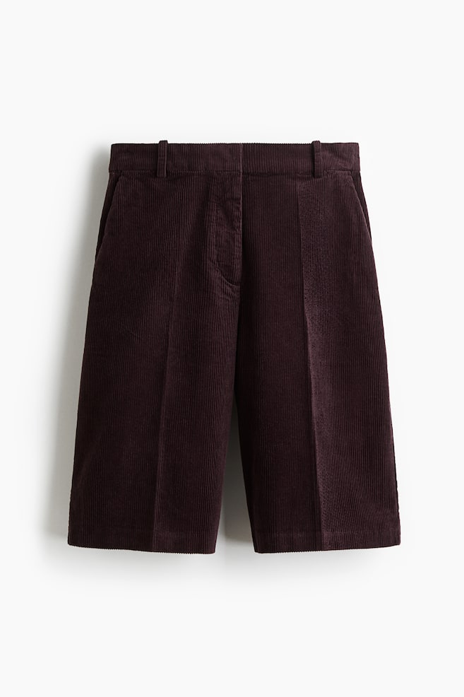 Bermudashort van ribfluweel - Bordeauxrood - 1