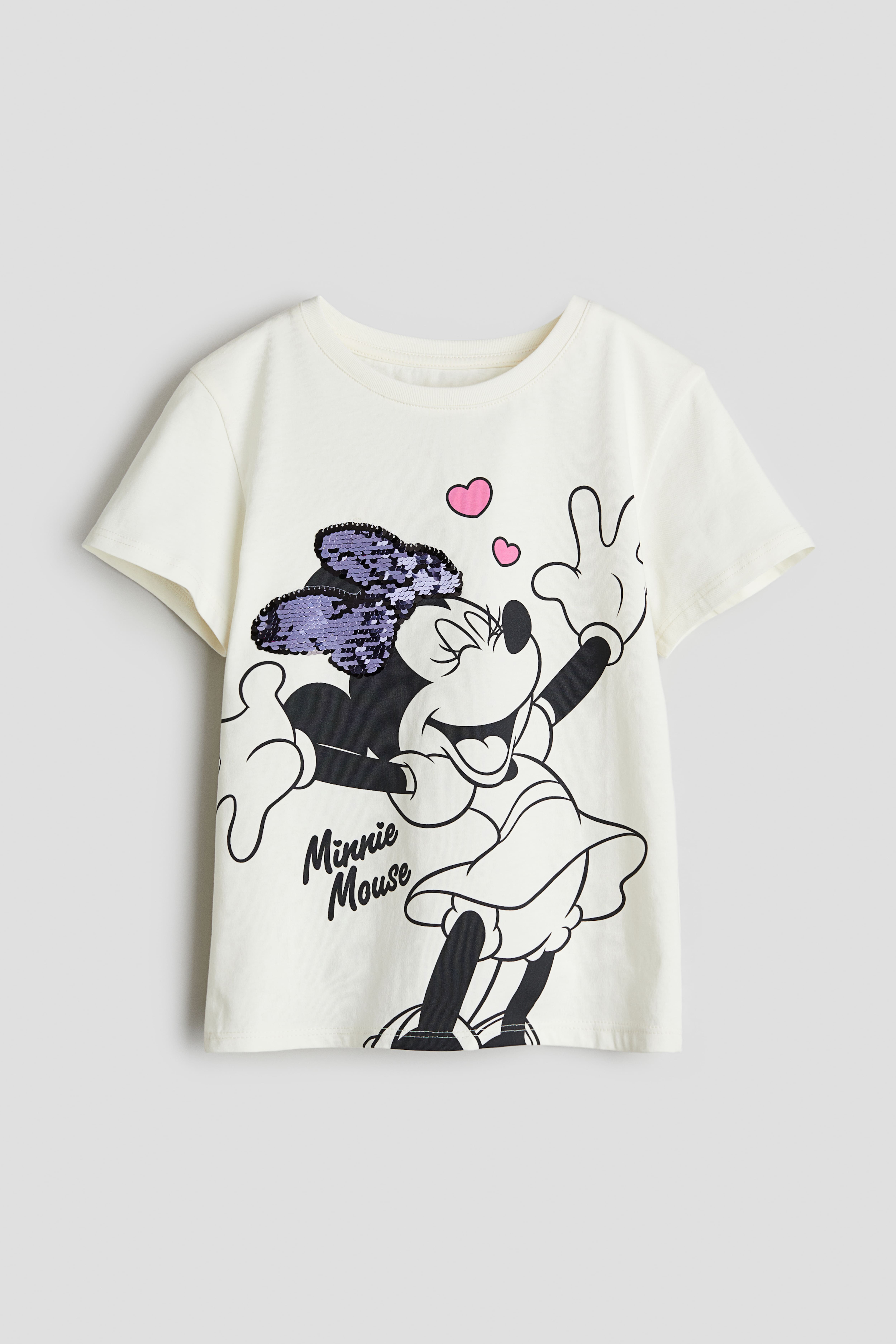 リバーシブルスパンコールTシャツ - ホワイト／ミニーマウス - Kids | H&M JP