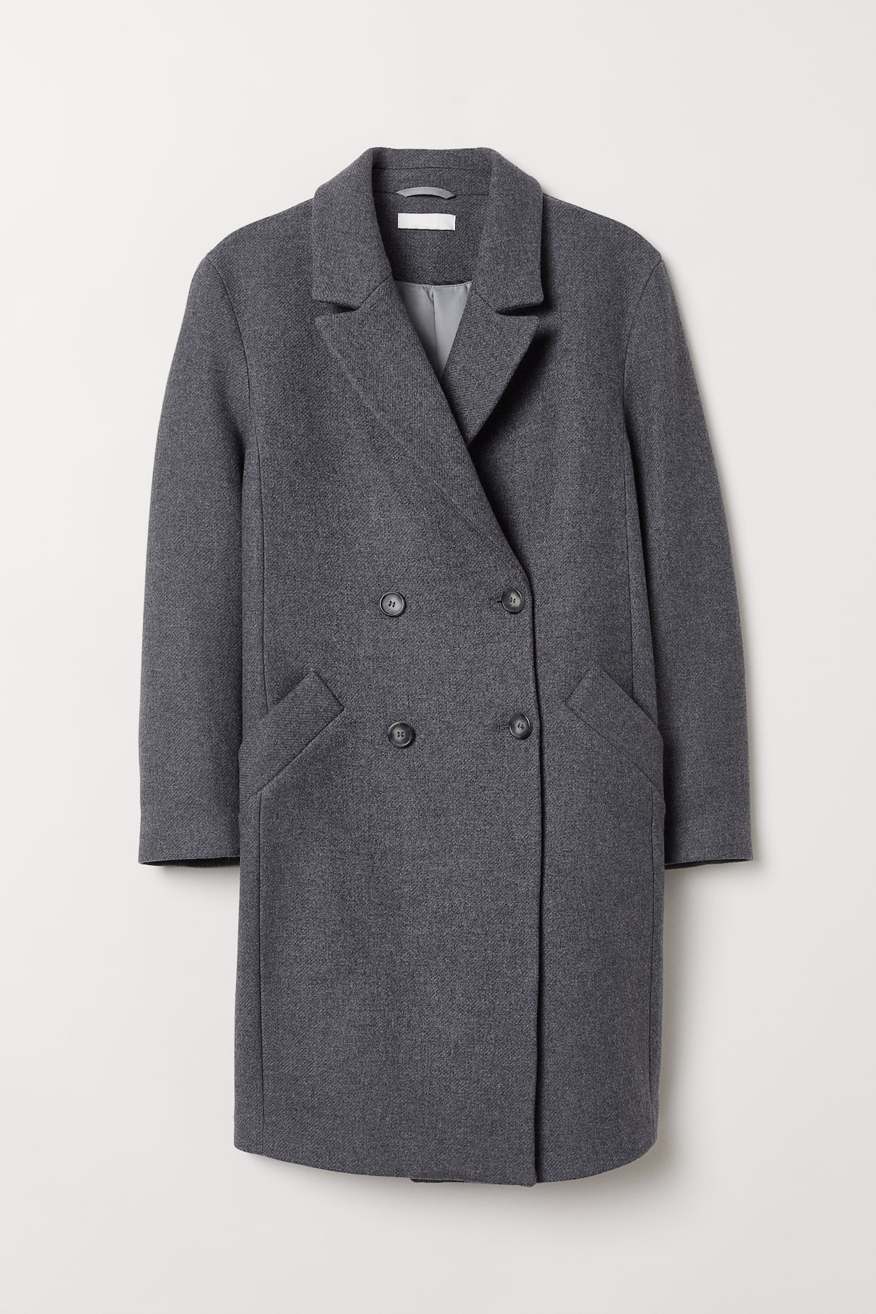 Wool-blend coat - Long sleeve - Knee length - Grey marl - Ladies | H&M GB