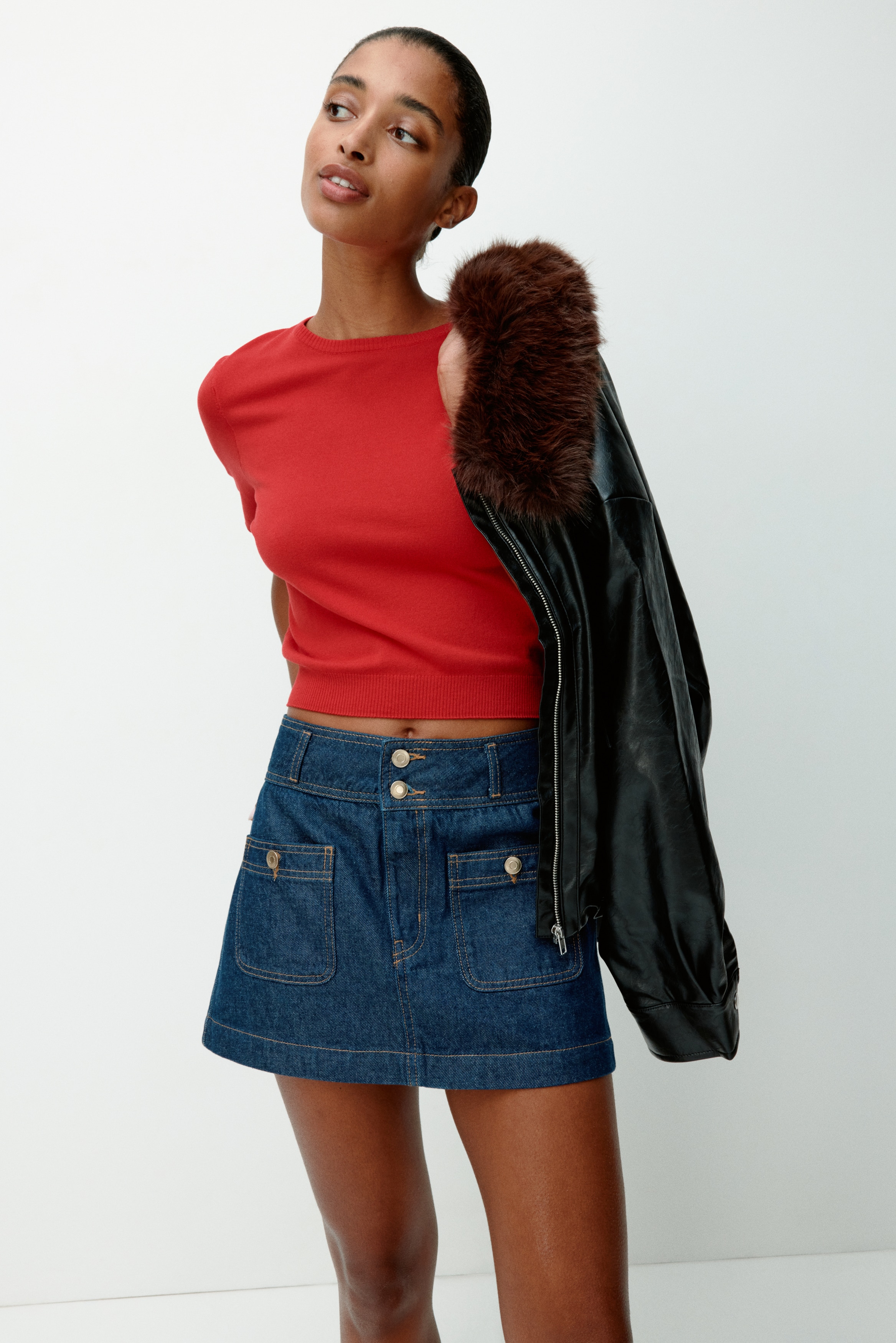 Signore - Rosso acceso T-shirt in maglia fine - Size: XL  - H&M