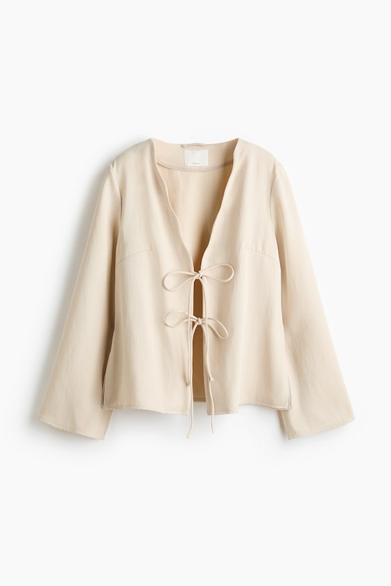 Женские куртки H&M Linen-Blend Tie-Front Jacket