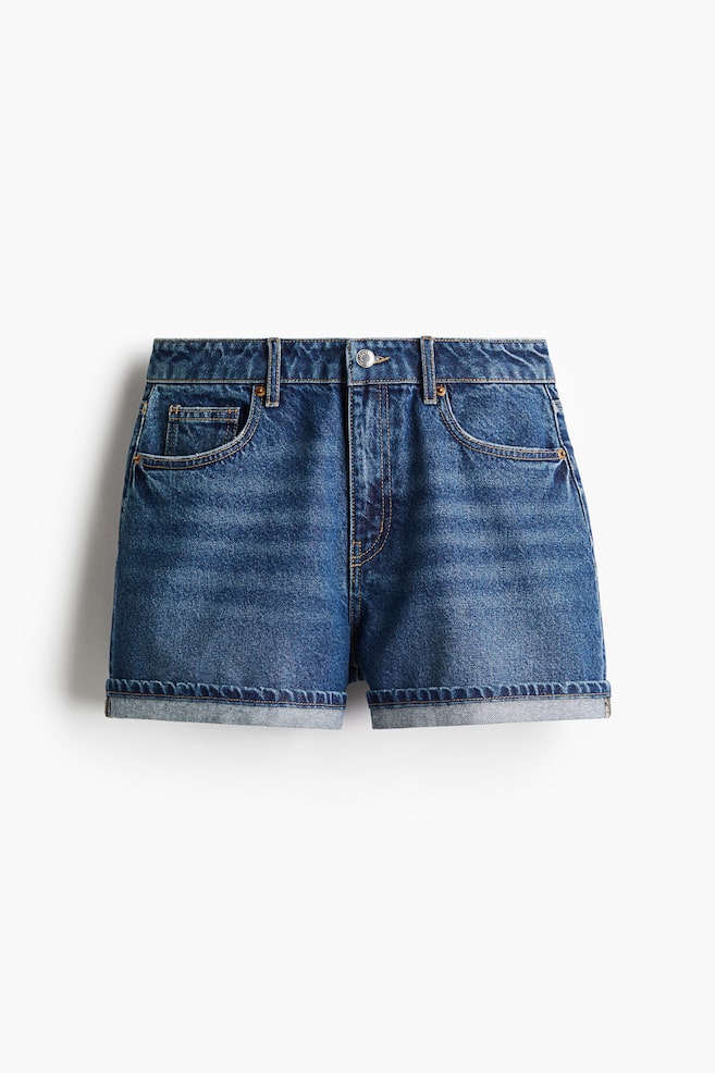 Jeansshort High Waist - Denimblauw/Licht denimblauw/Donkergrijs - 1