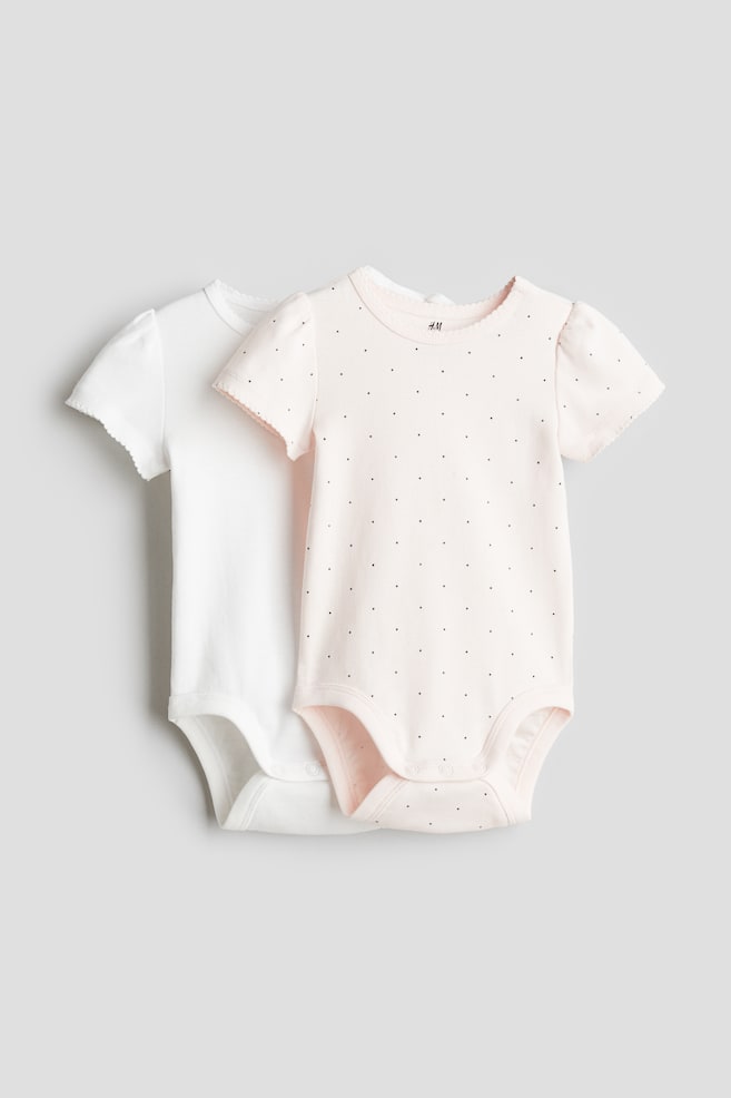 2-pack short-sleeved bodysuits - Powder pink/Spotted/Light pink/Strawberries/Light pink/Flowers/Beige/Leopard print/Light green/Floral/White/Koalas - 1