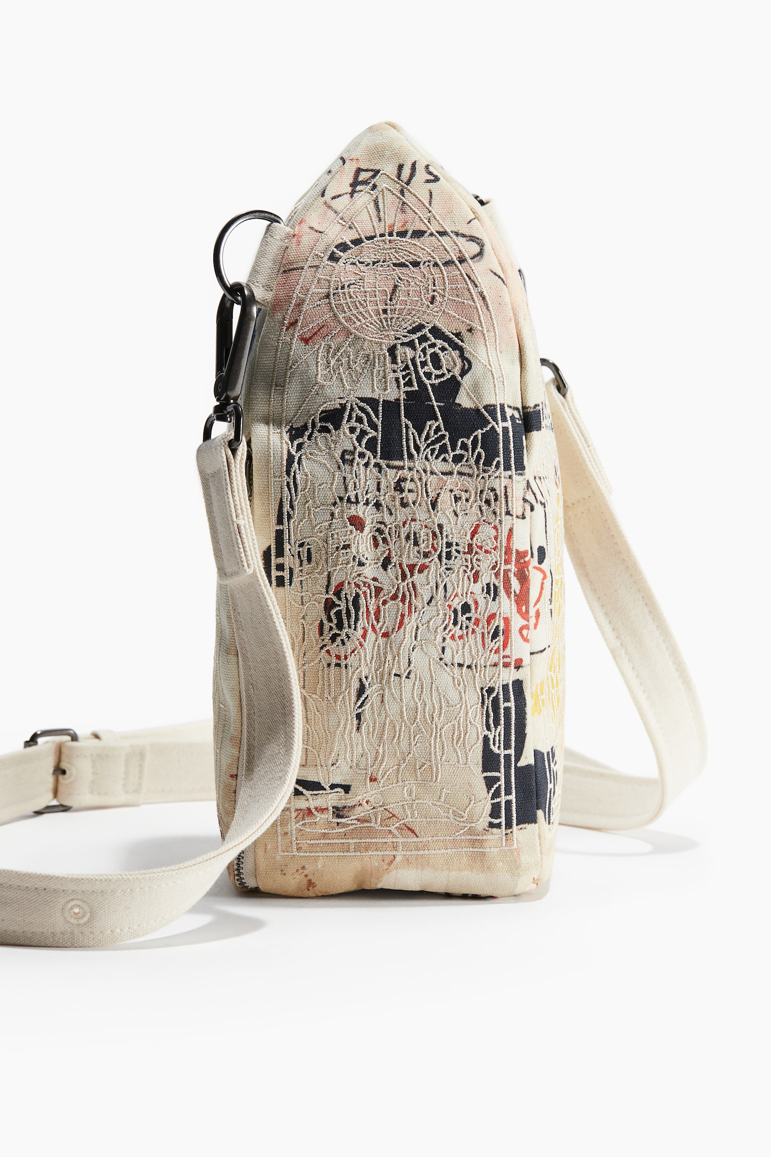 Canvas bottle bag - White/Basquiat - 2