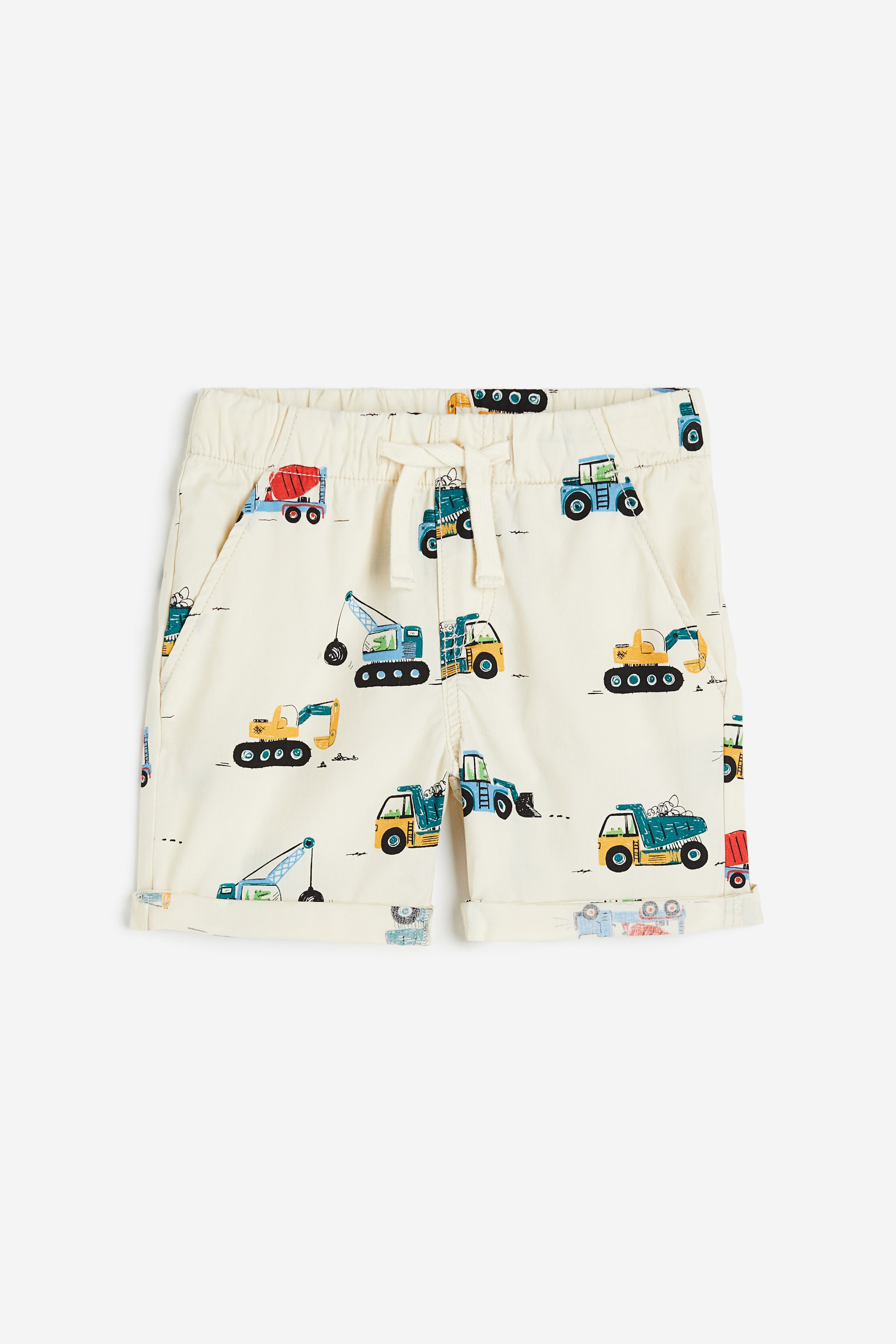 View larger image: Cotton poplin shorts - Natural white/Vehicles - Kids | H&M IN 1