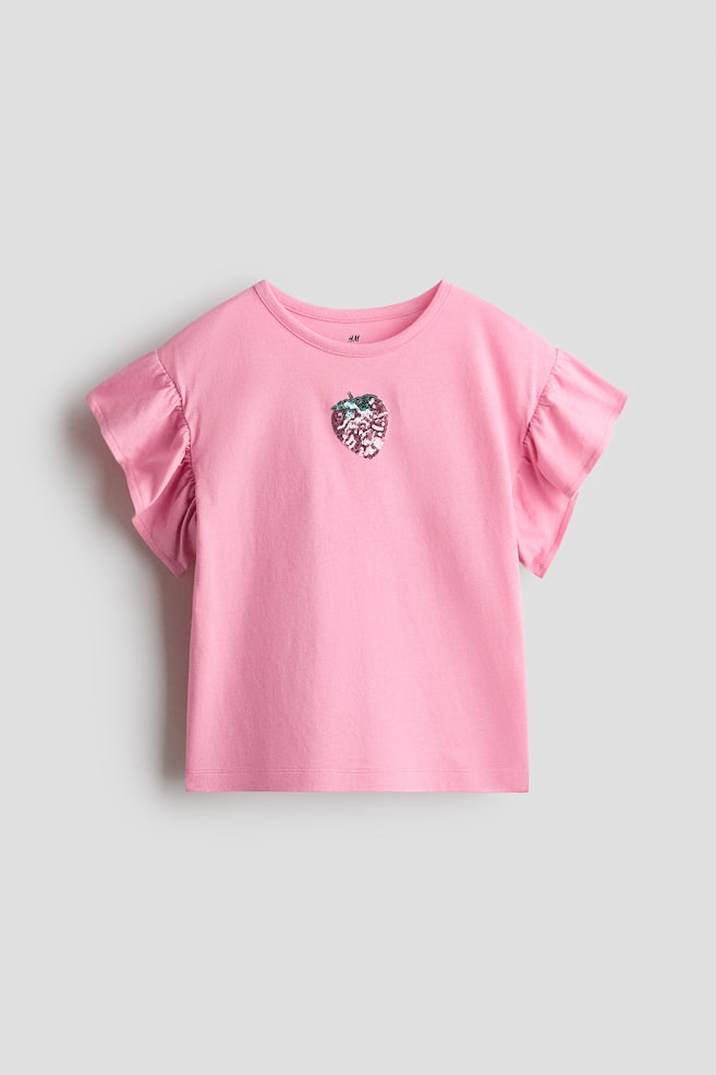 Camiseta con aplicaciones - Rosa/Fresa/Lila/Mariposas - 1