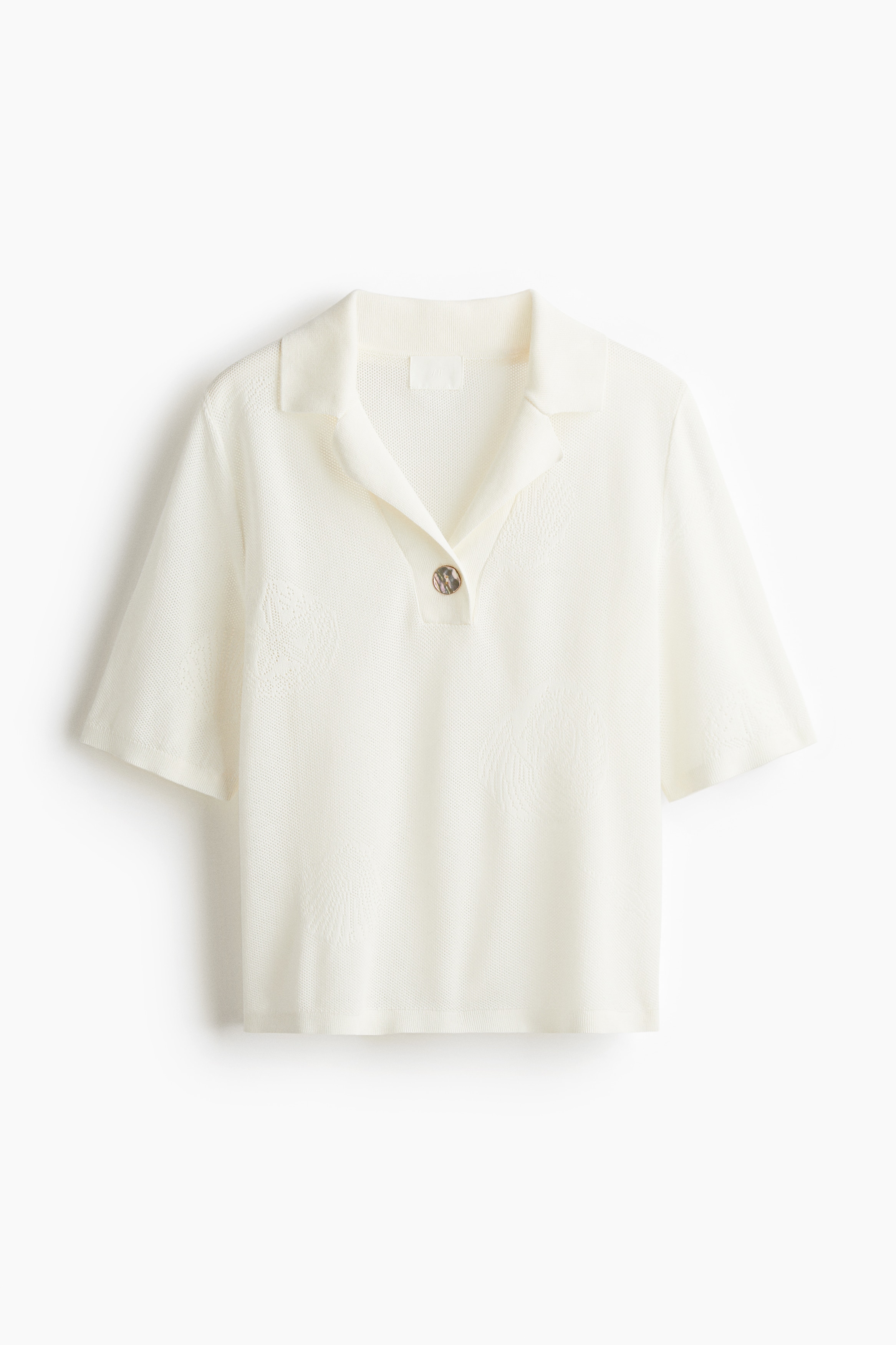 Top with Collar - White/Light blue