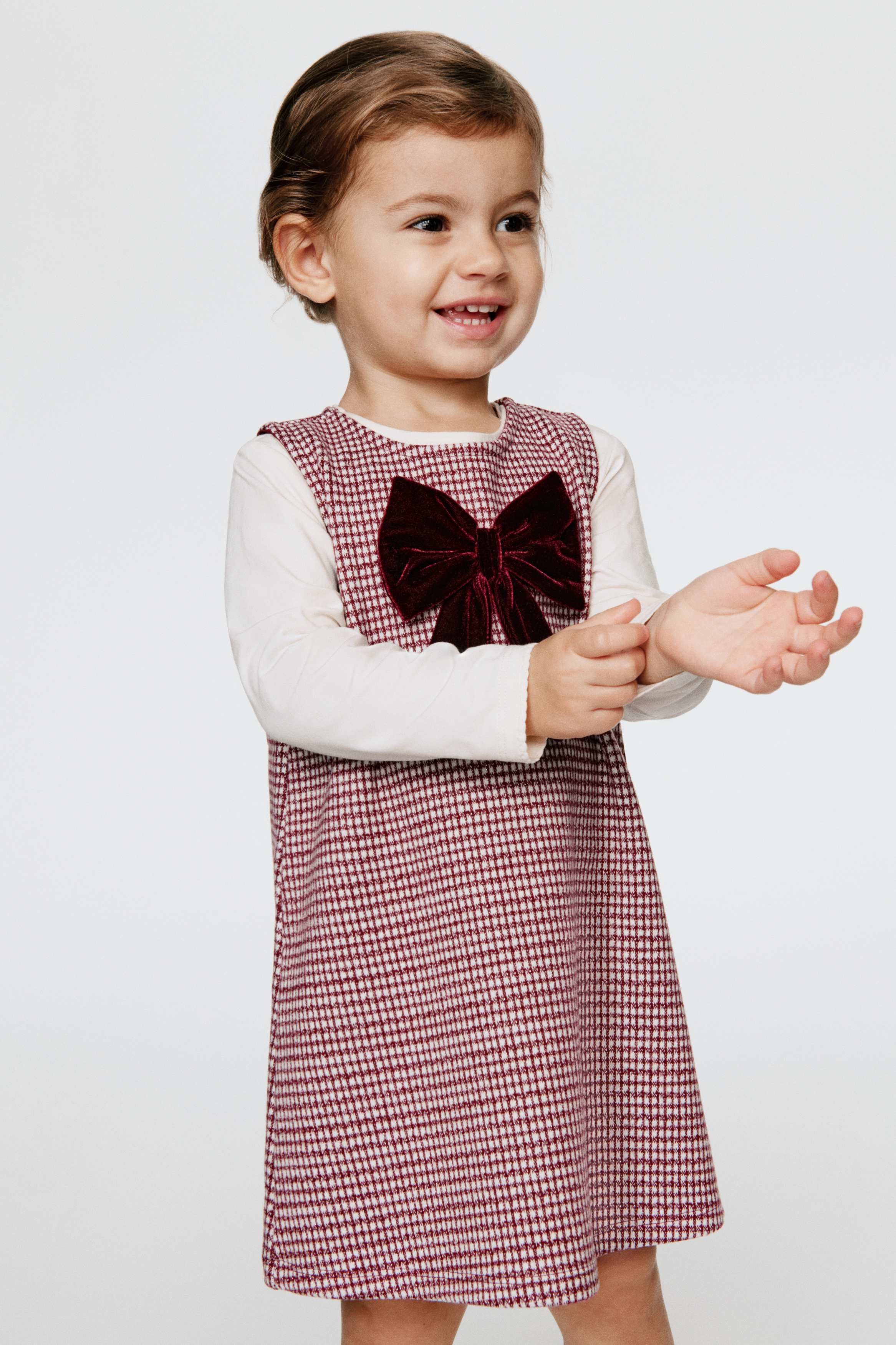 View larger image: 2-piece A-line dress and top set - Red/Checked - Kids | H&M 1