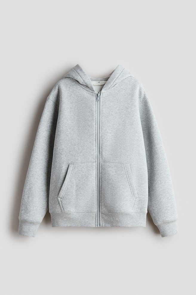 Brushed-Inside Hooded Jacket - Light gray/Black - 1