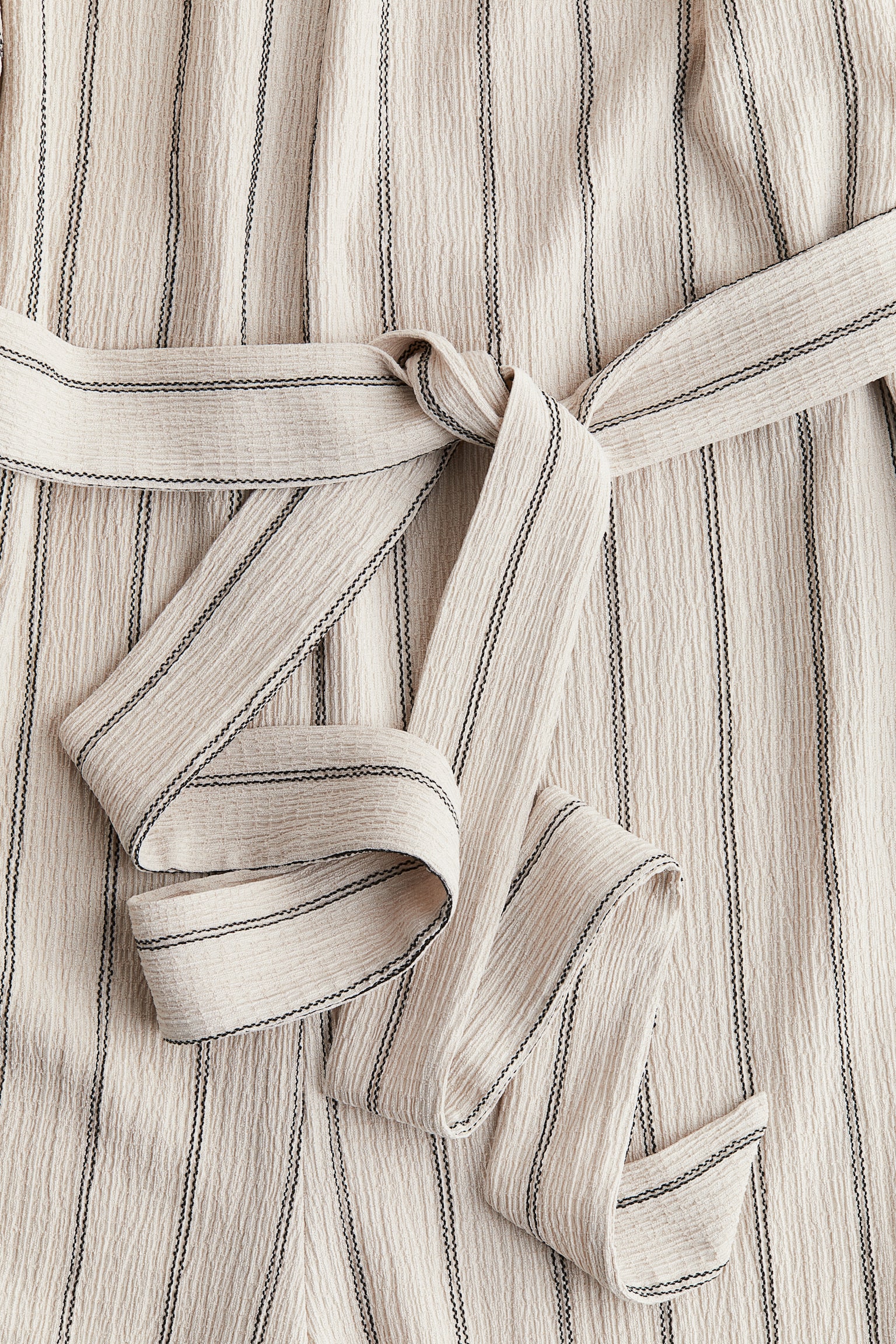 Tie Belt Jersey Jumpsuit - Light beige/Stripe/Rust brown/Black/Light beige/Black pattern - 6