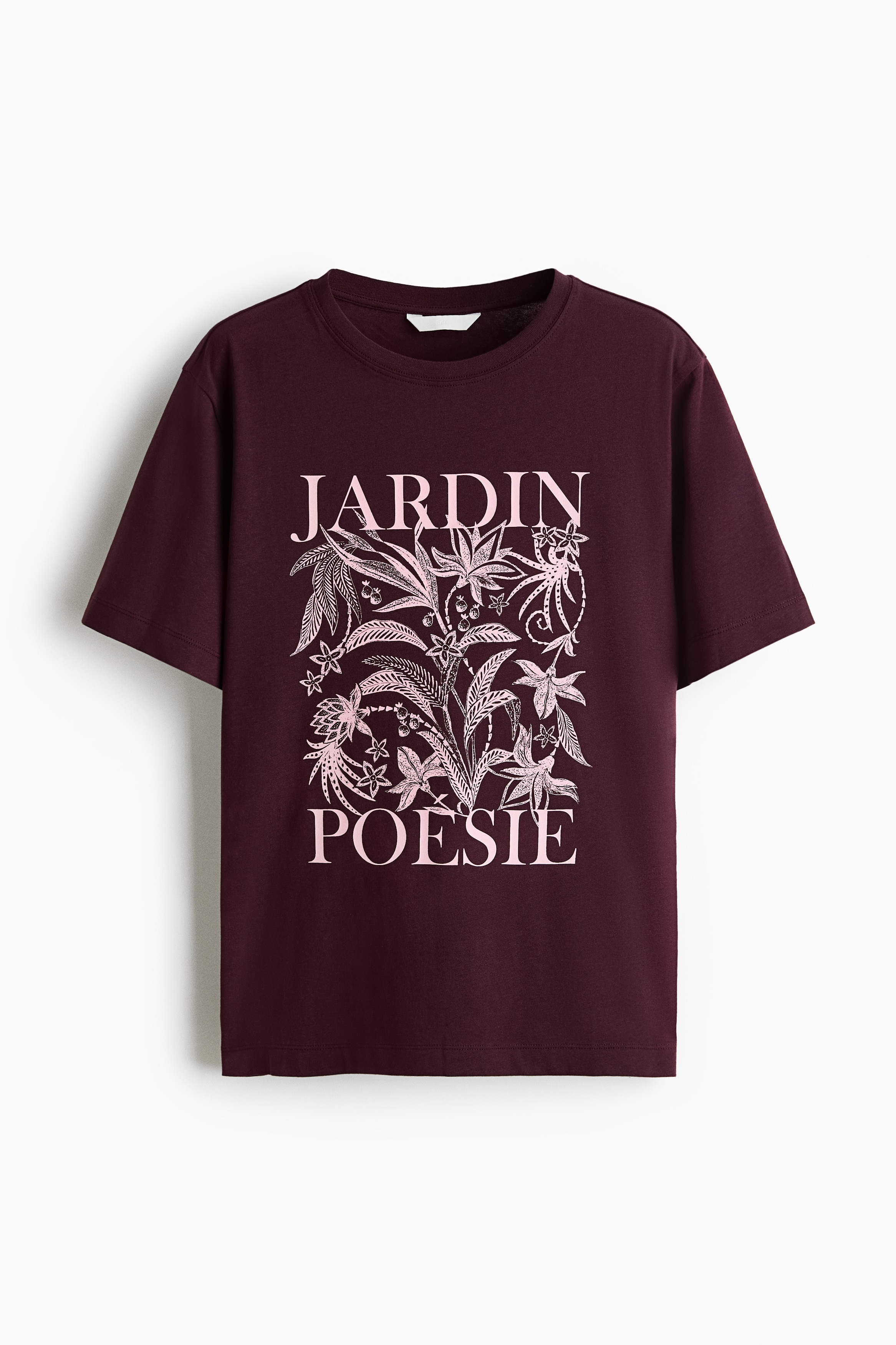 Print-motif cotton T-shirt - Burgundy/Jardin Poésie/Beige/Flowers/Bright red/Atelier Rêverie