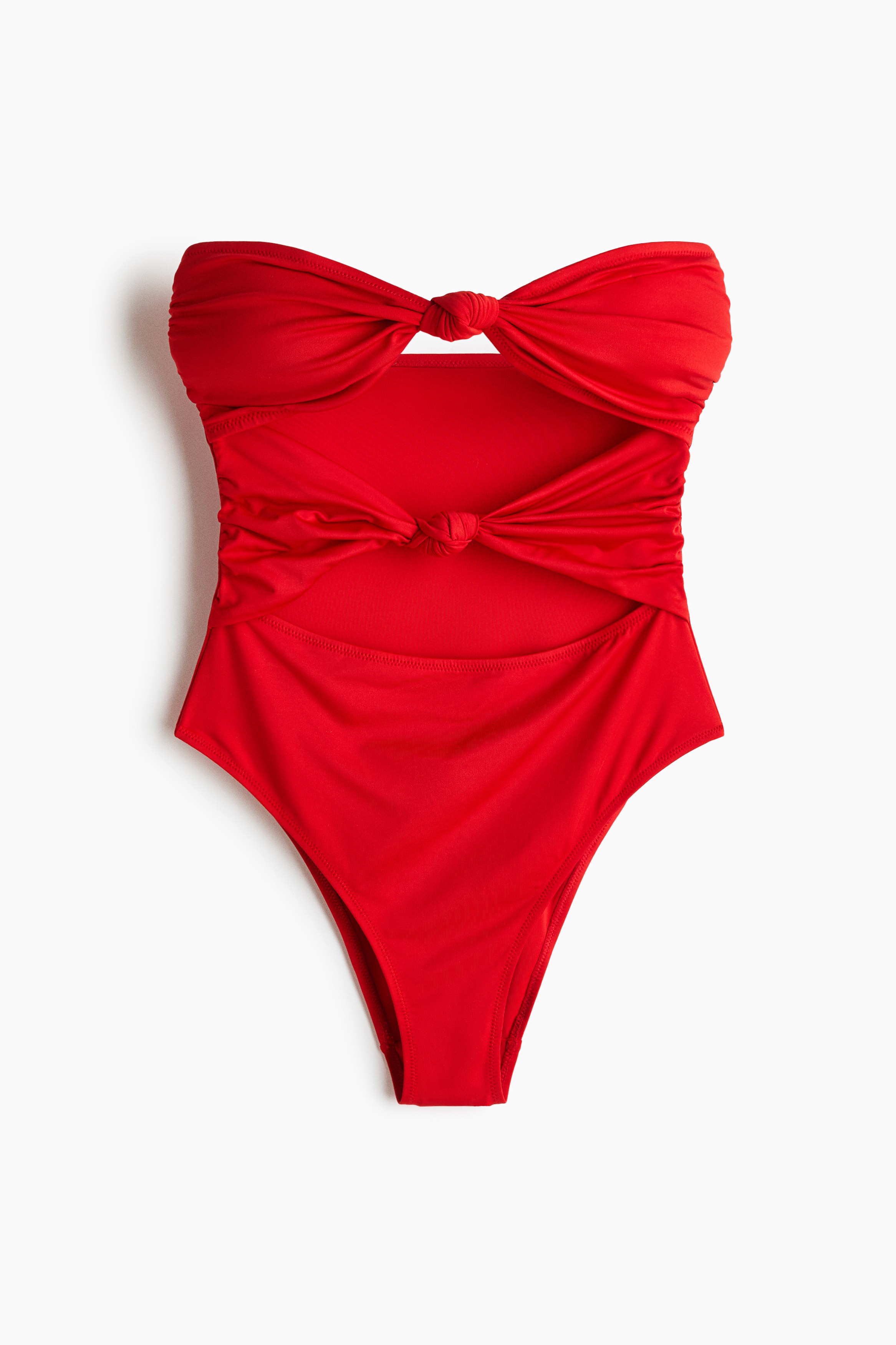 Padded-cup bandeau swimsuit - Red