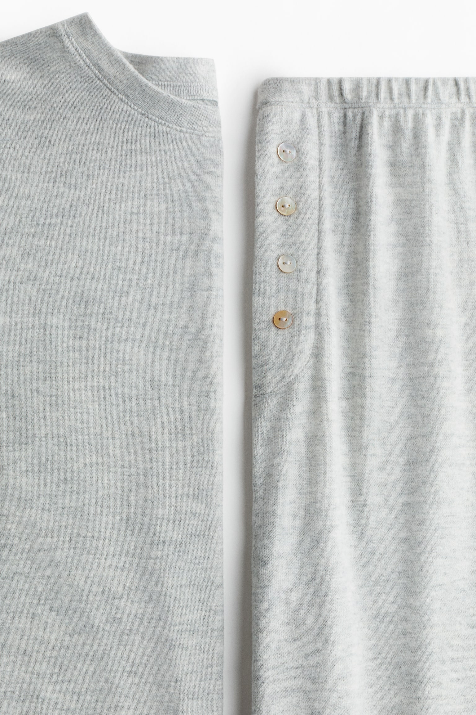 Brushed jersey pyjamas - Light grey marl/White/Floral - 2
