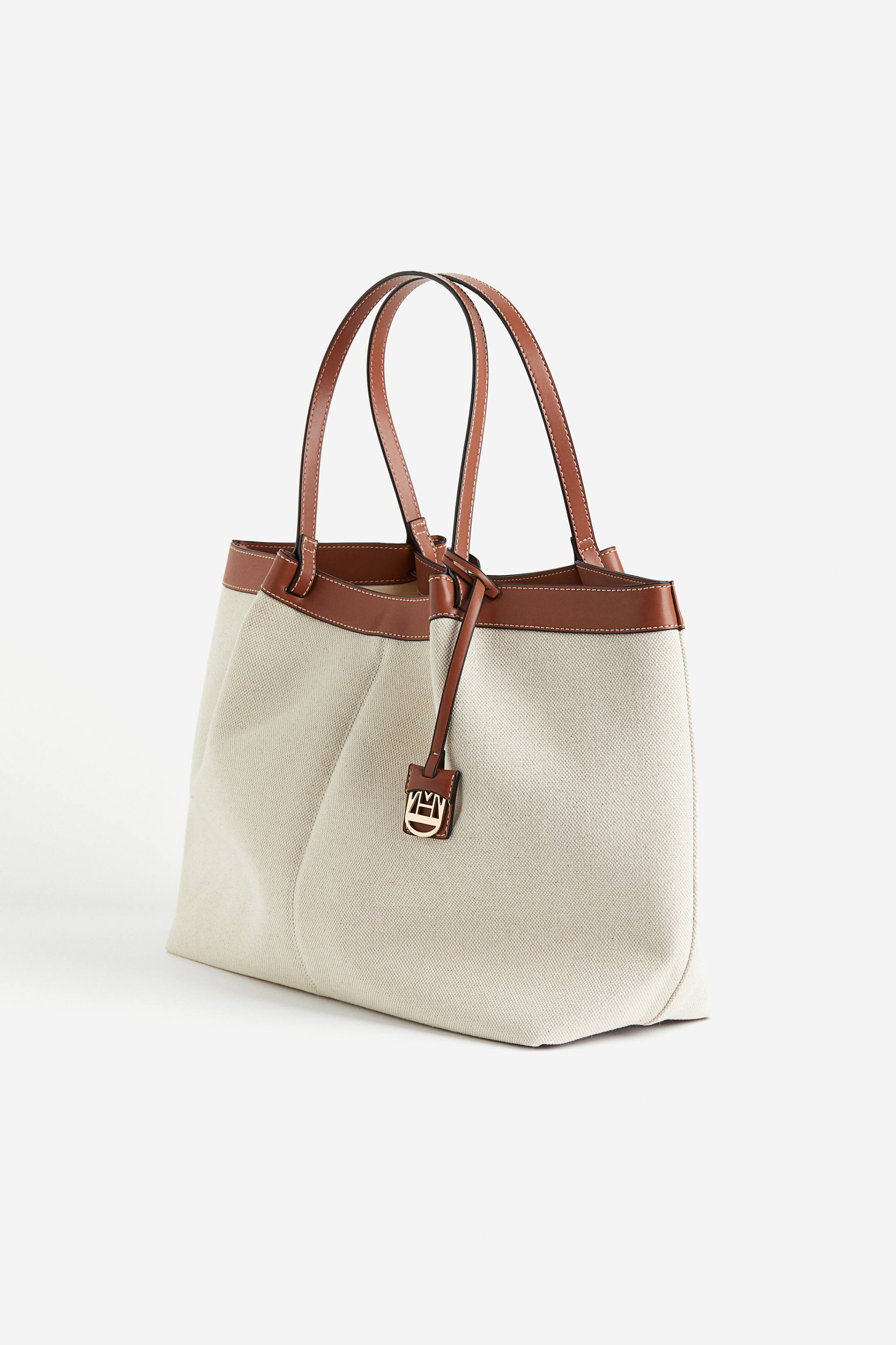 Large canvas shopper - Natural white/Brown - Ladies | H&M GB