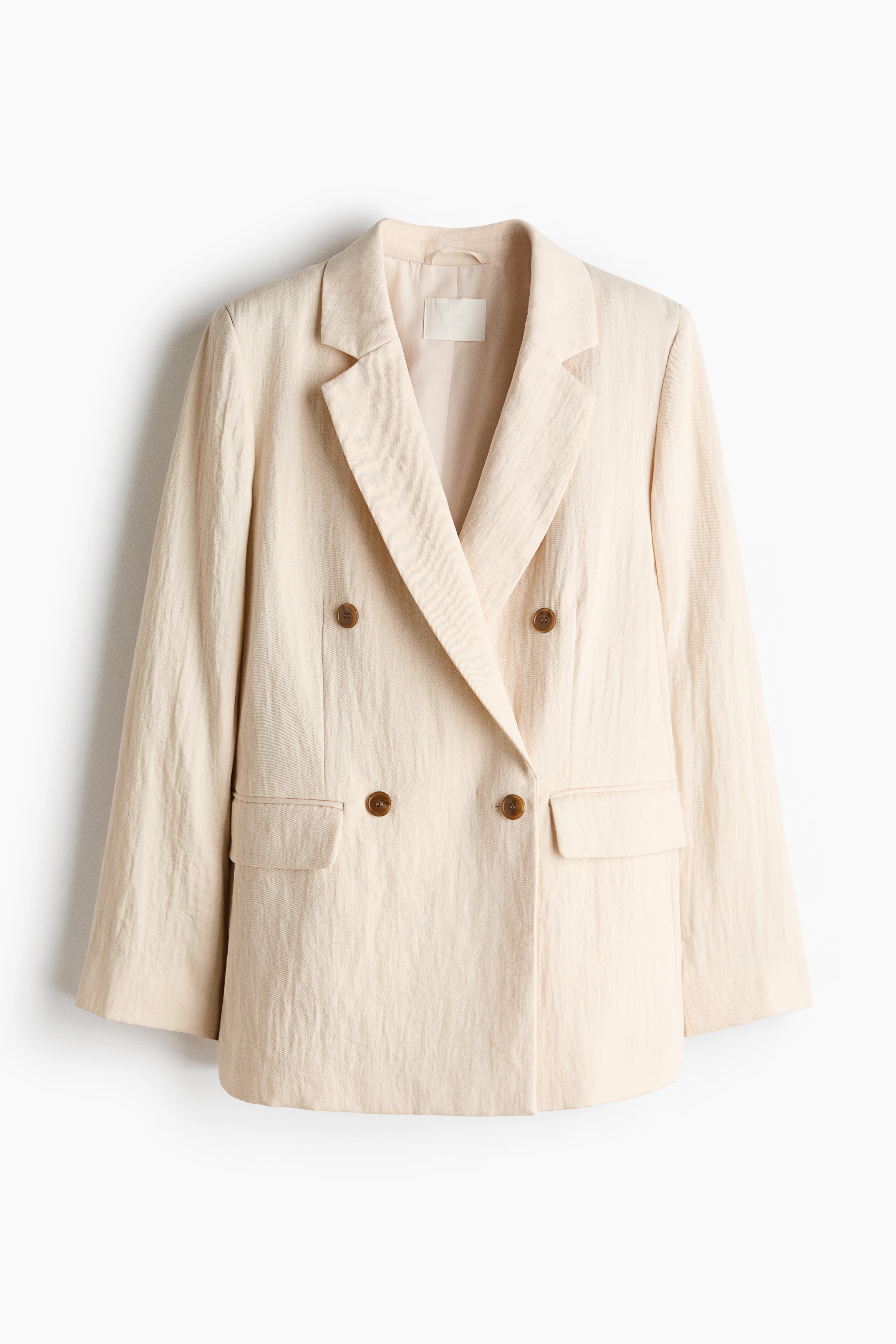 Double-Breasted Blazer - Light beige/Dark brown