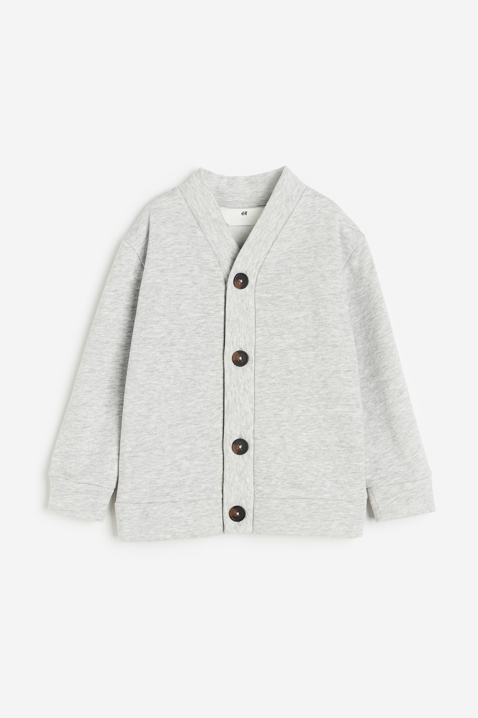 Sweat Cardigan - Light grey marle/Navy blue - 1