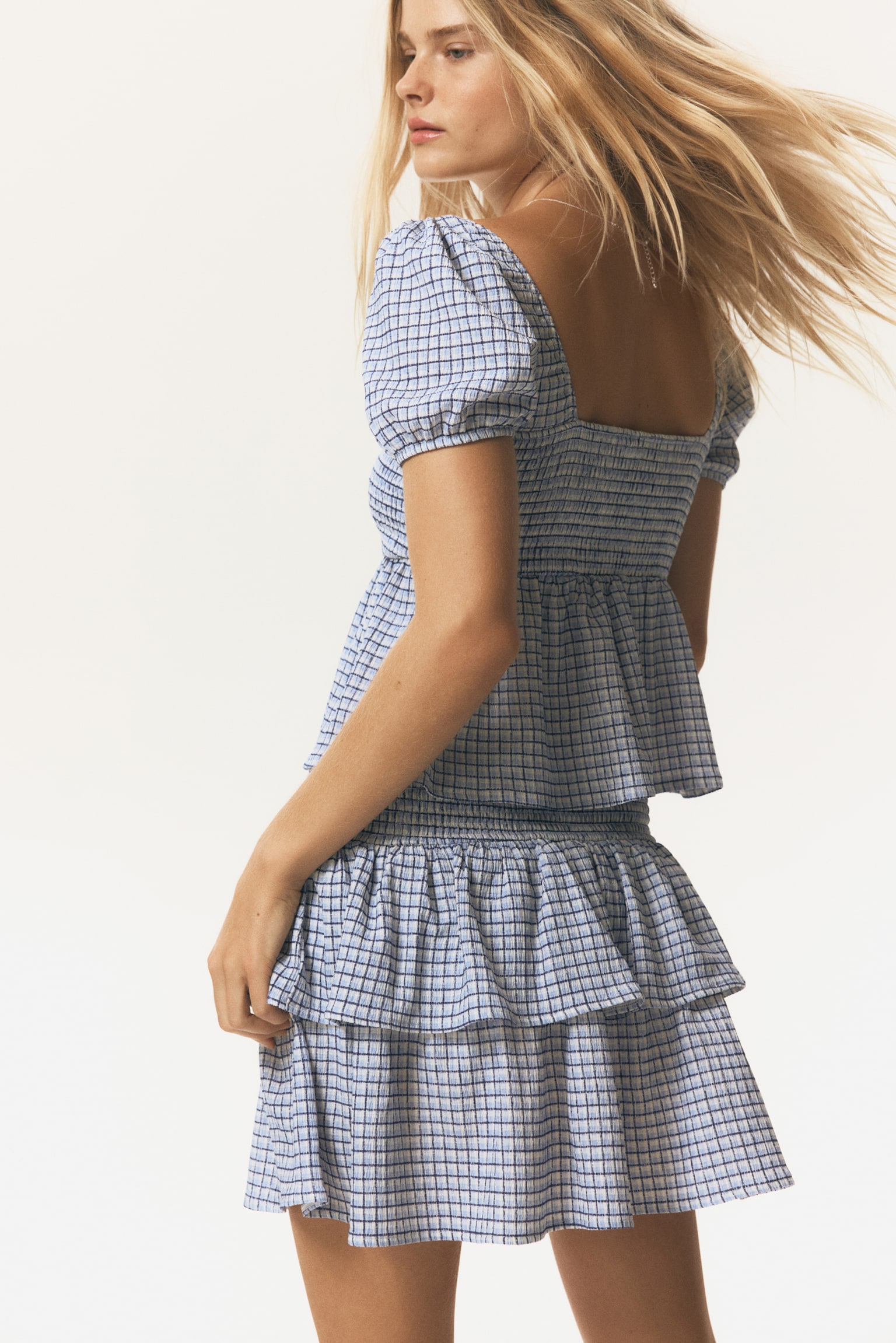 Tiered skort - Blue/Checked/Light yellow/Dark grey/Floral/White - 4