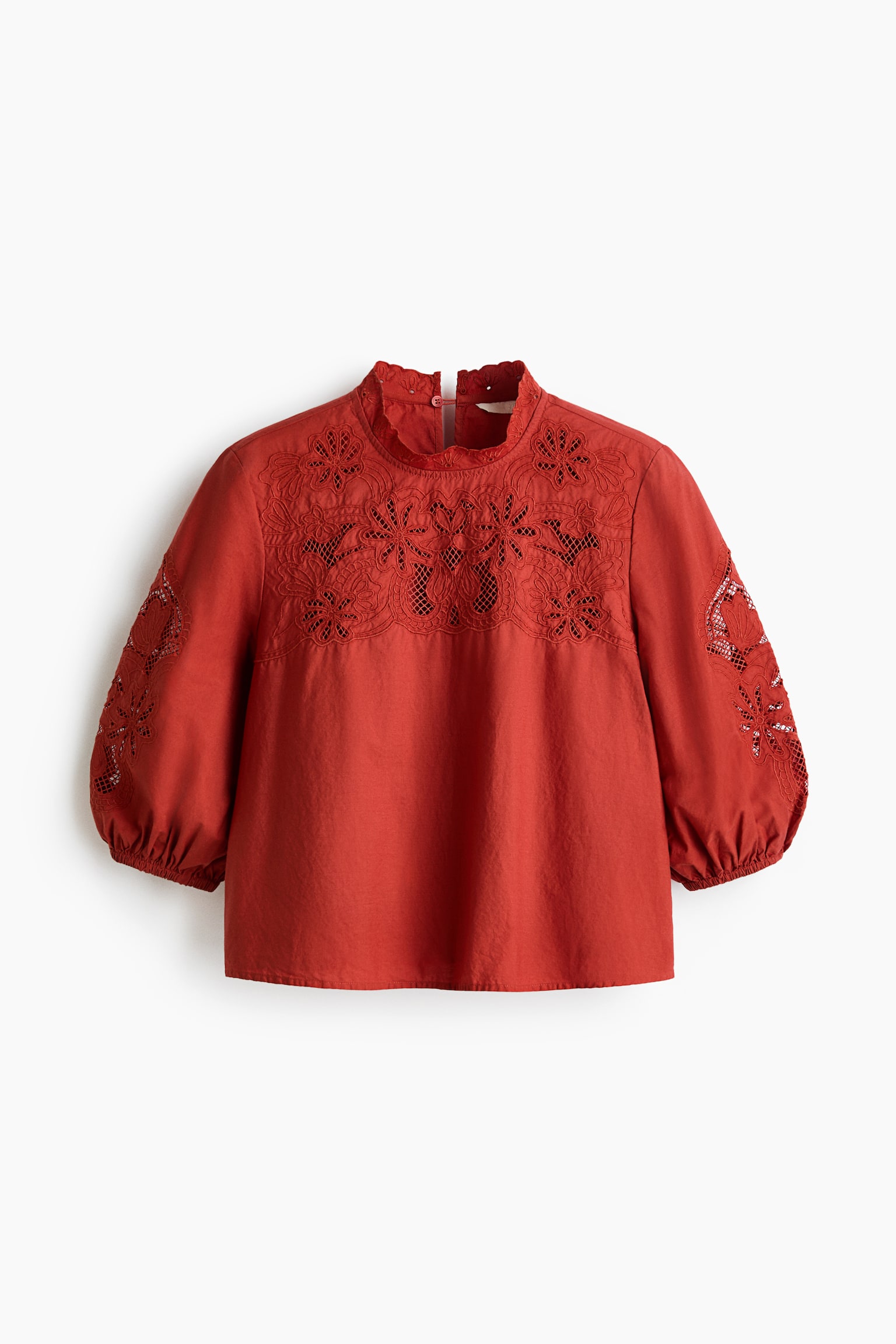 Blusa en bordado inglés - Rojo - 1