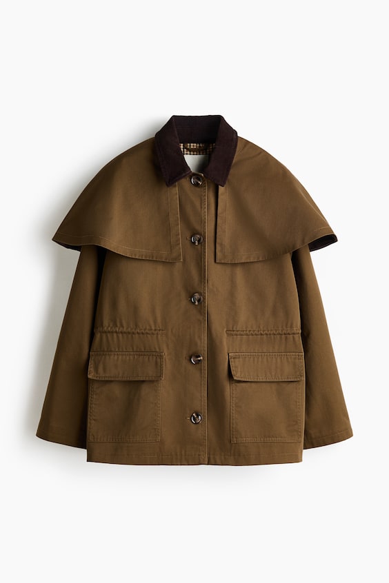 Женские куртки H&M Cape-detail twill jacket
