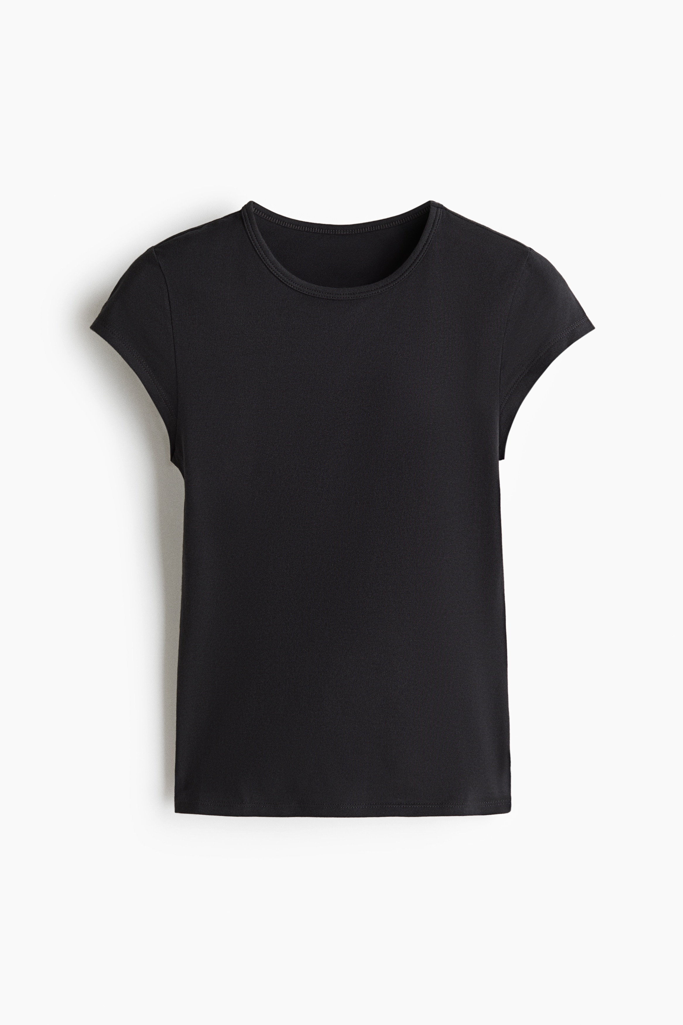 Cap-sleeved cotton T-shirt - Màu đen/Màu đỏ rượu/Màu xanh bồ câu đậm