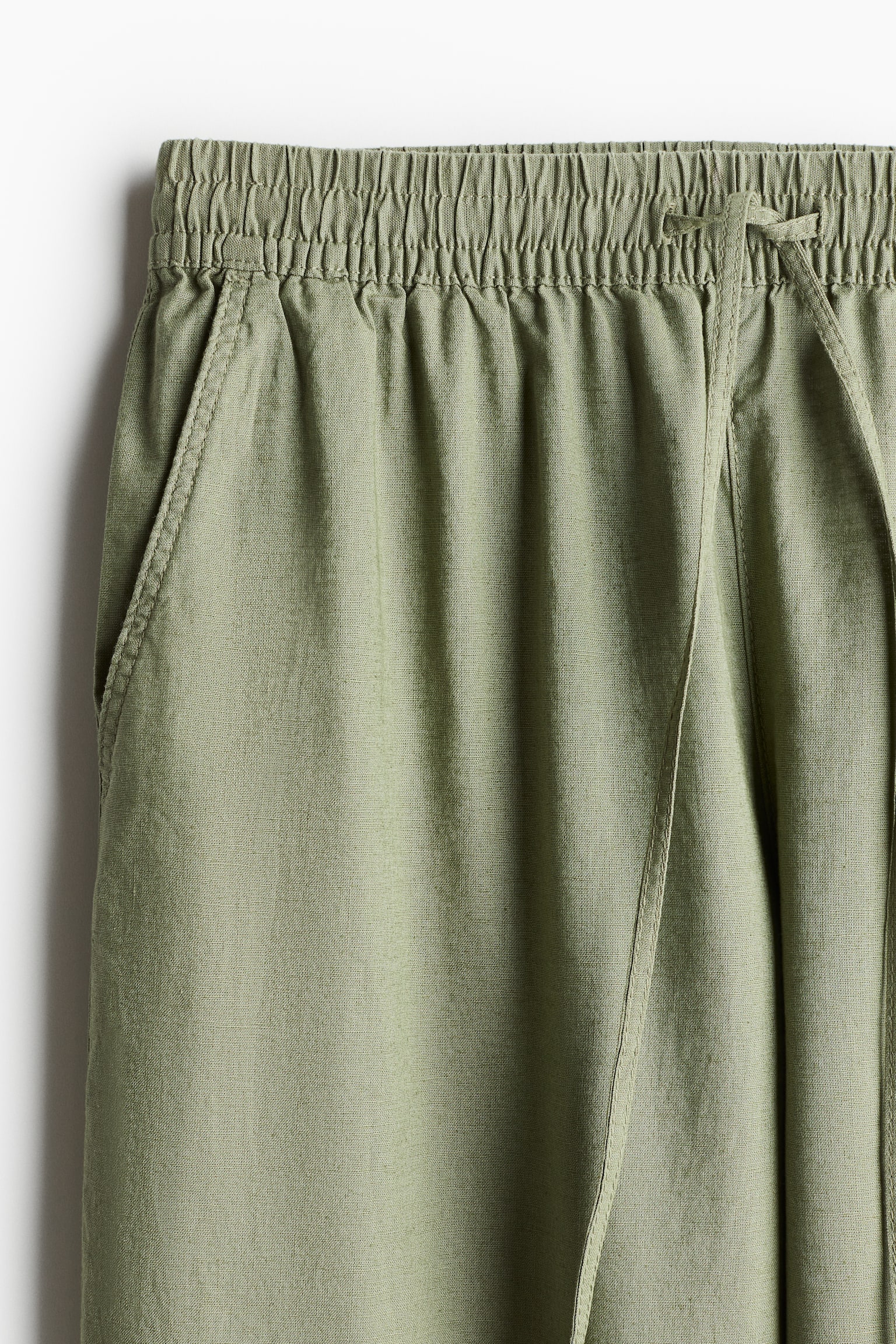 Linen Blend Pants - Khaki green/Black/White/Light beige - 5