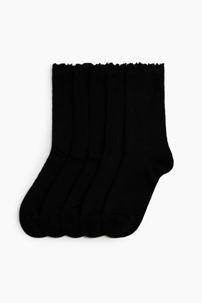 Calze in maglia traforata 5 paia - Nero/Crema/fiori/Bianco - 1
