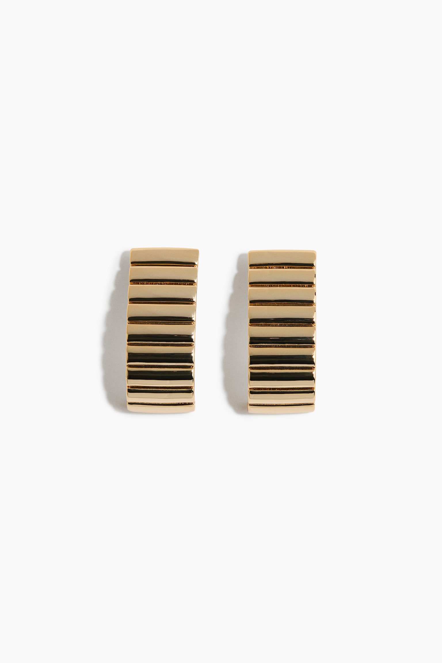 Fluted Two-Tone Earrings - Gold-colored/silver-colored - 1