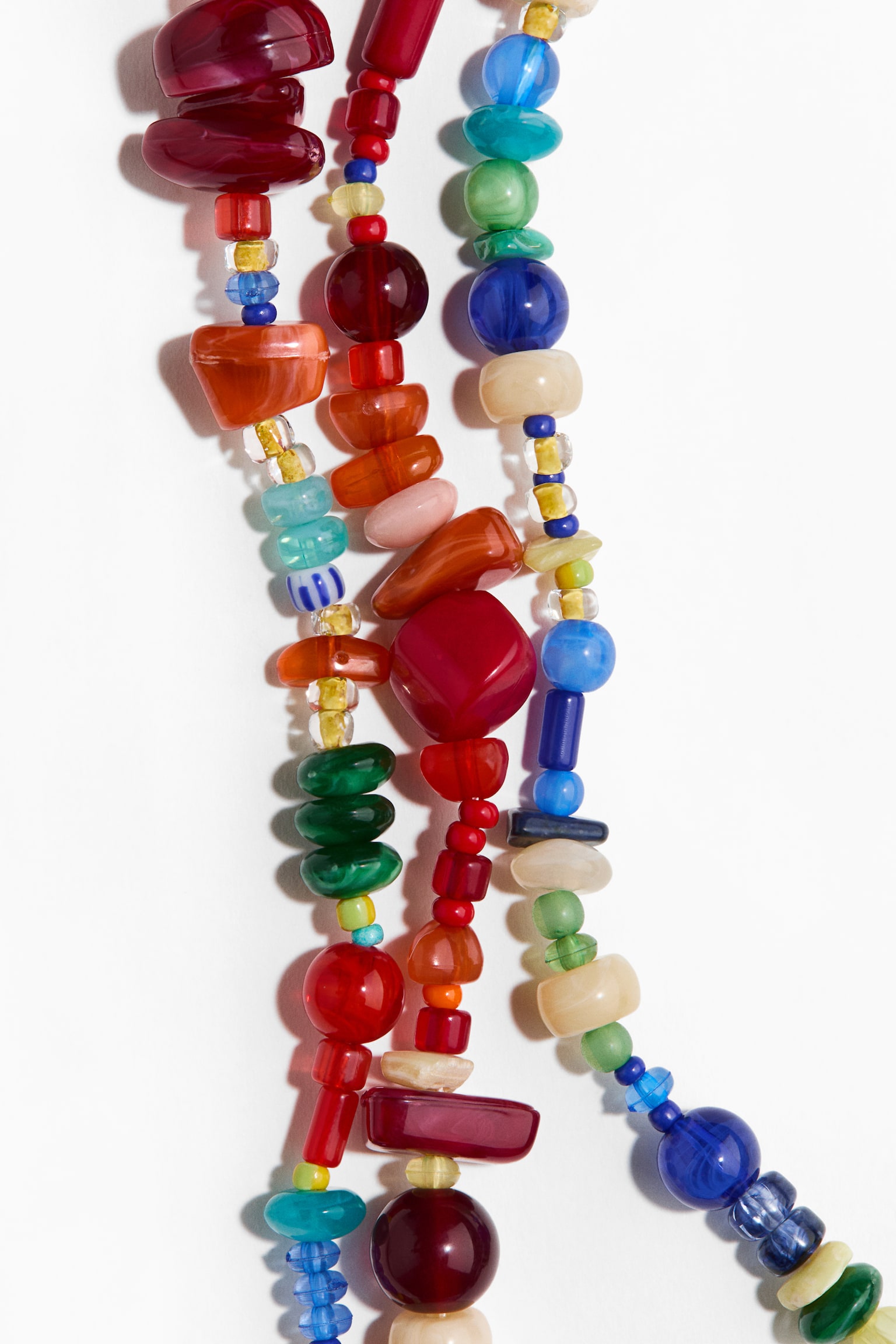 Three-strand beaded necklace - Turquoise/Red/Blue - 3