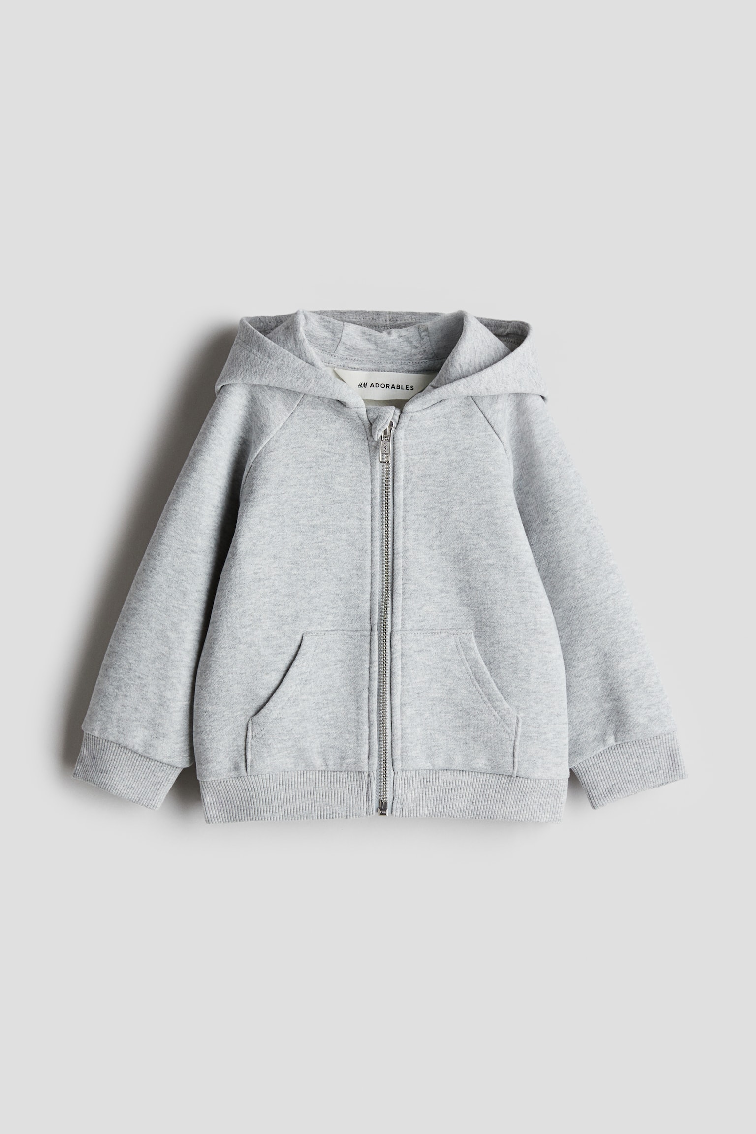 Zip-through hoodie - Light grey marl - 1