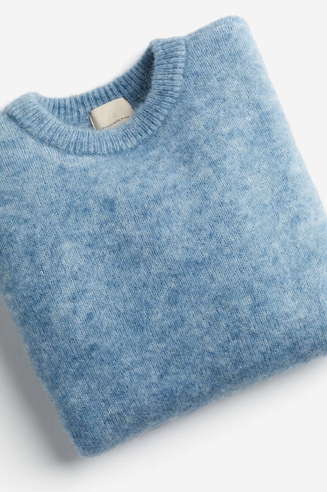 Mohair-blend knitted top - Blue marl/Cream/Black - 4
