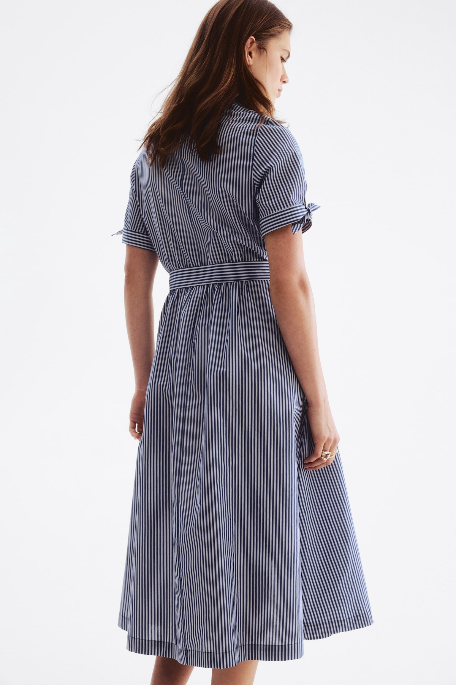 Short-sleeved shirt dress - Navy blue/Striped/Cream/Floral/Beige/Leopard print - 6