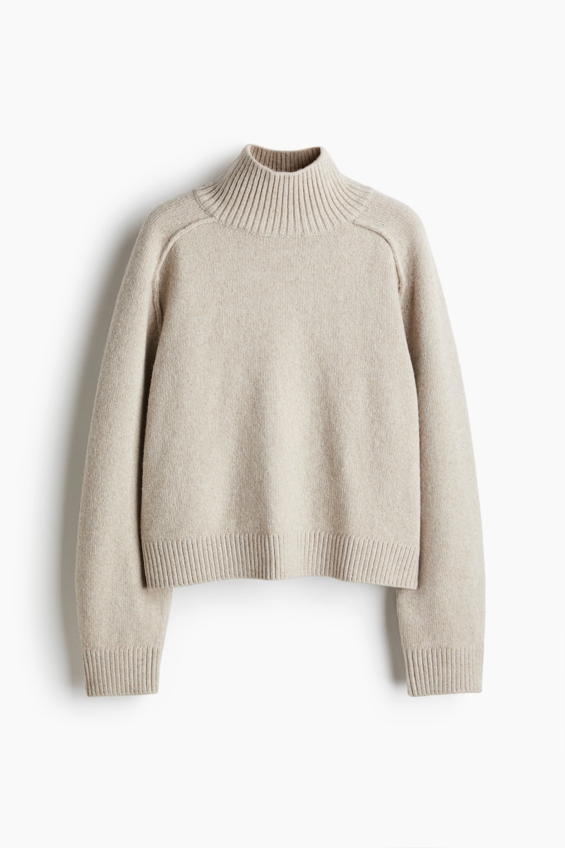 Women's Light beige Mock Turtleneck Sweater | H&M US