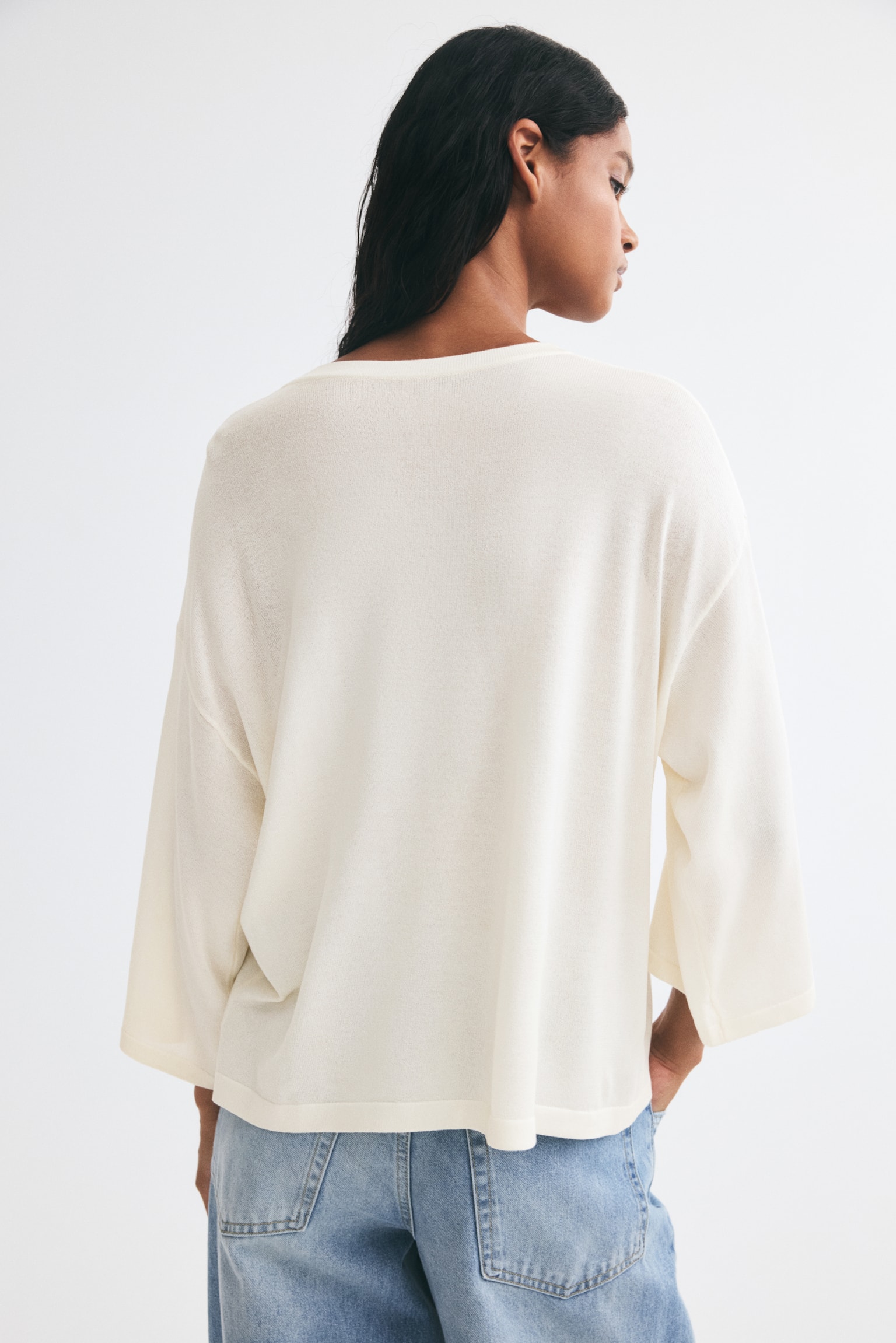 Женский свитер H&M Loose-Fit, цвет: Кремовый — фото 4