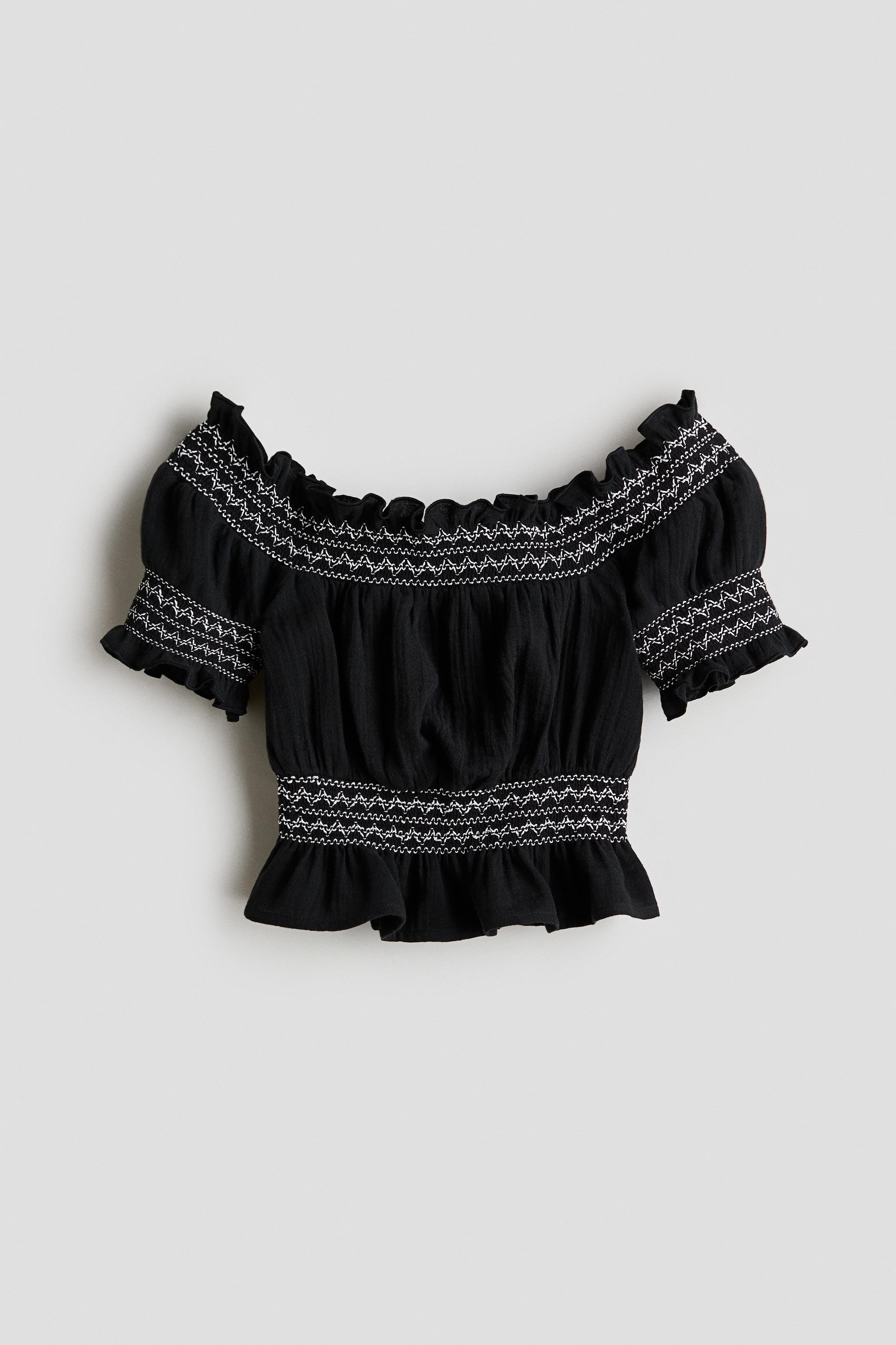 Smock-detail muslin top