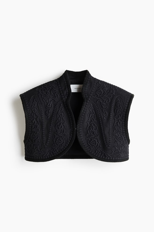 Bolero in misto lino - Nero - 1