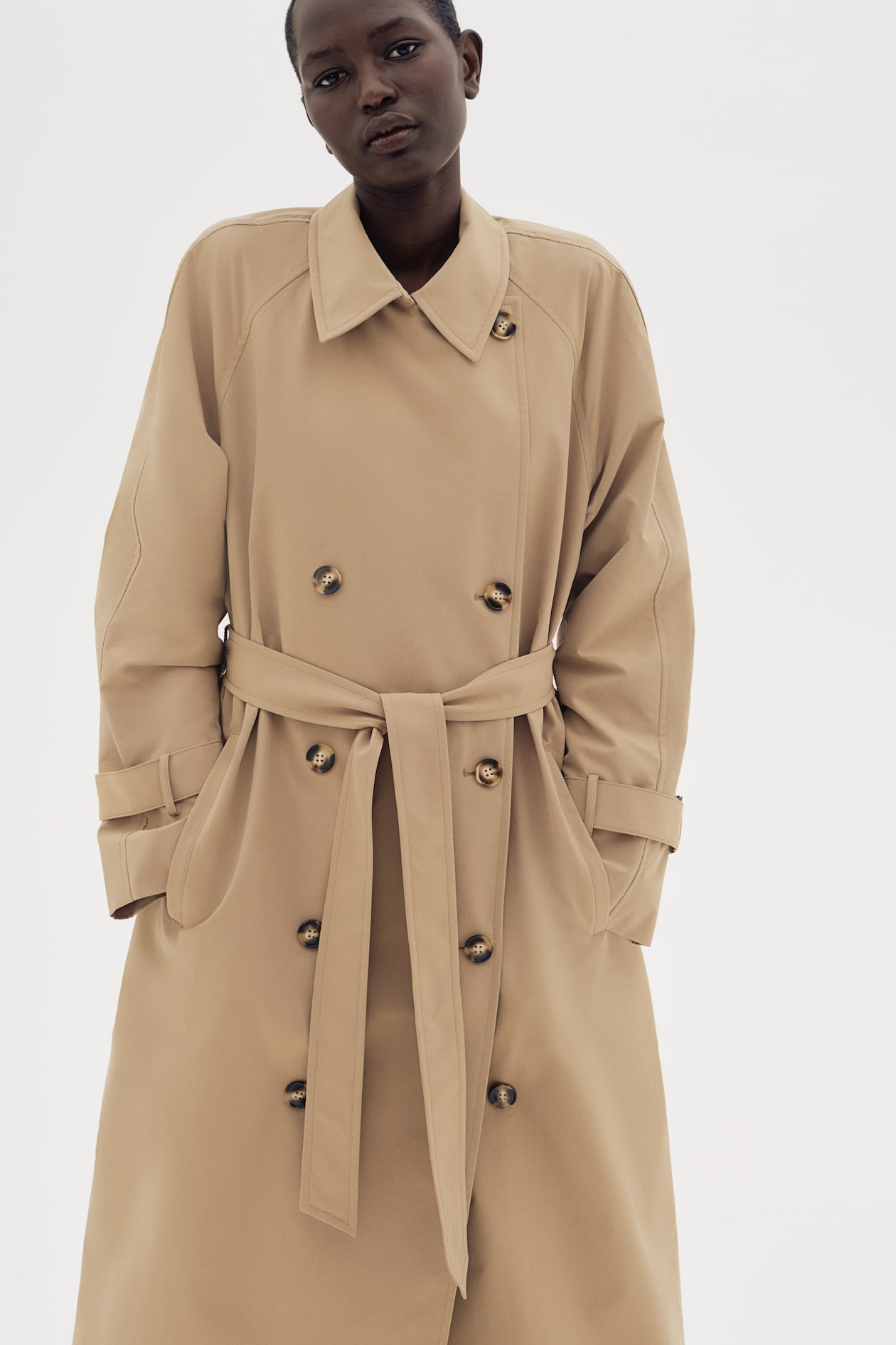 ダブルブレストトレンチコート - ダークベージュ - レディース | H&M JP