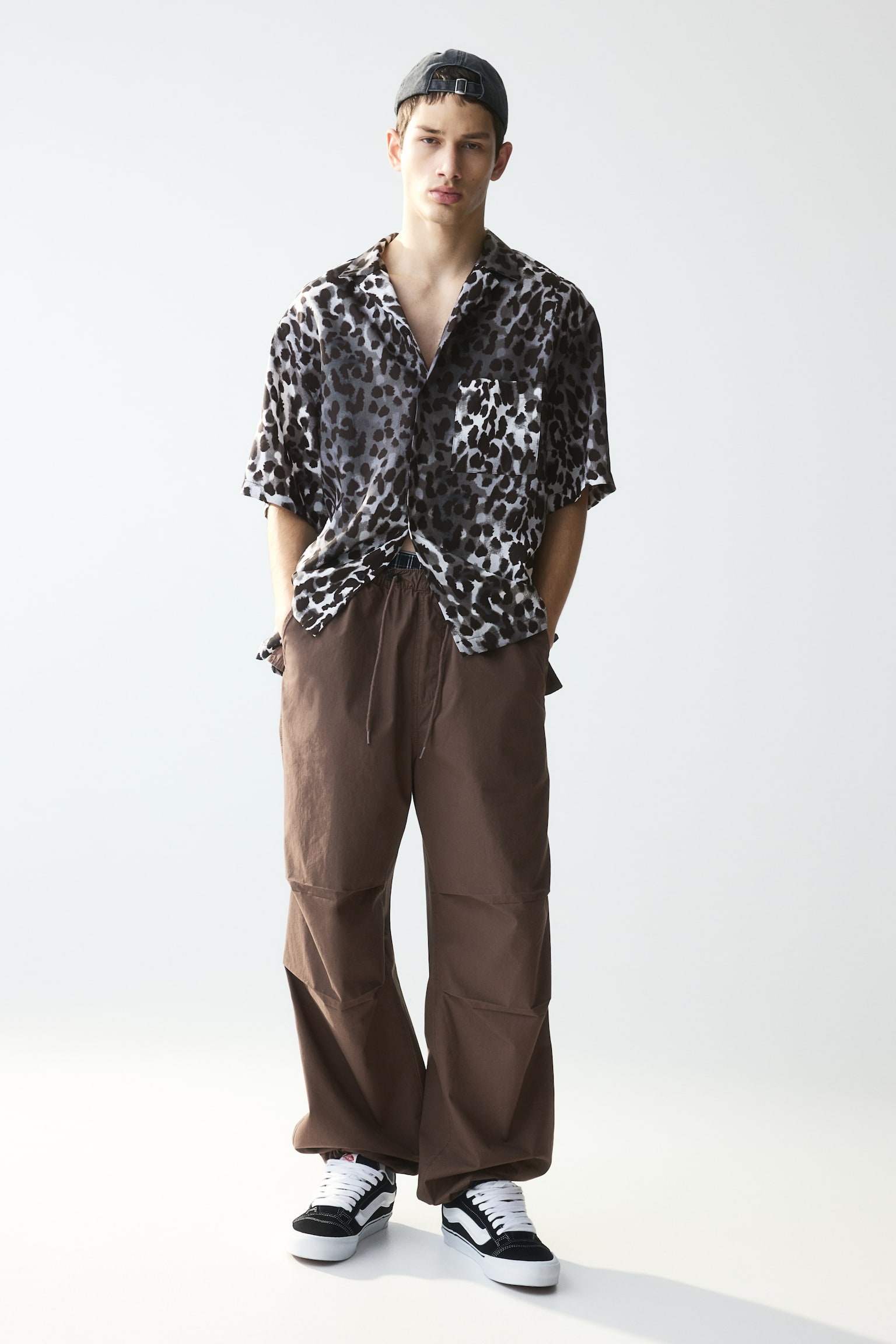 Loose Fit Lyocell Resort Shirt - Grey/Leopard print/Purple/Leopard print - 4