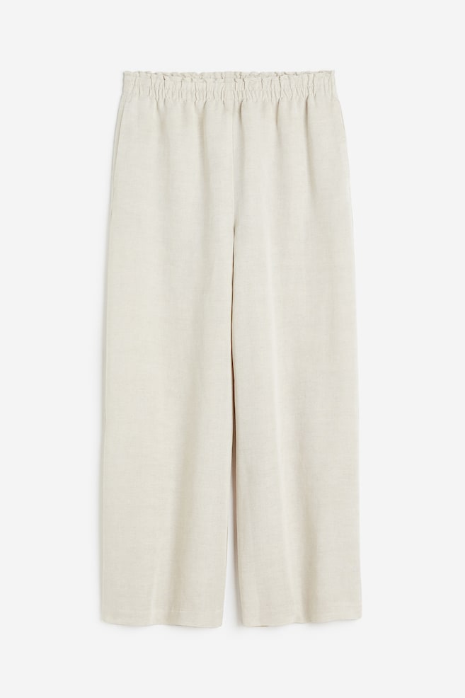Pantalón cropped en mezcla de lino - Beige claro - 1