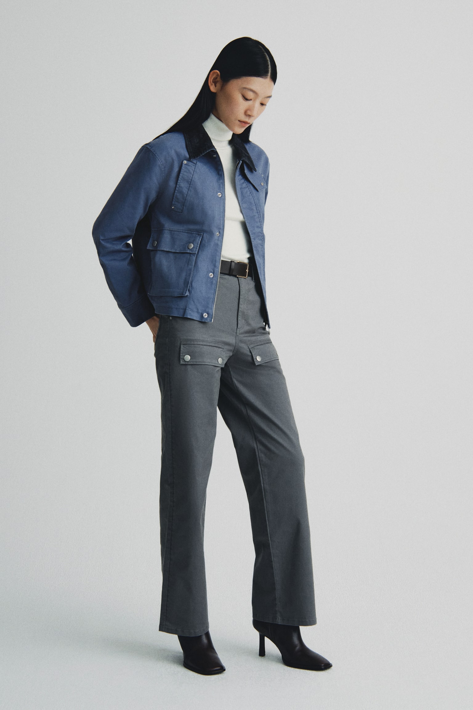 コーデュロイカラー ツイルジャケット - ダスティブルー - 4