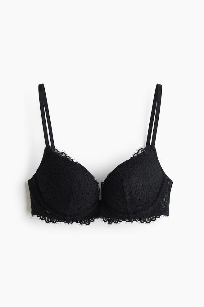 Super-Push-up-BH aus Spitze - Schwarz/Hellrosa - 1