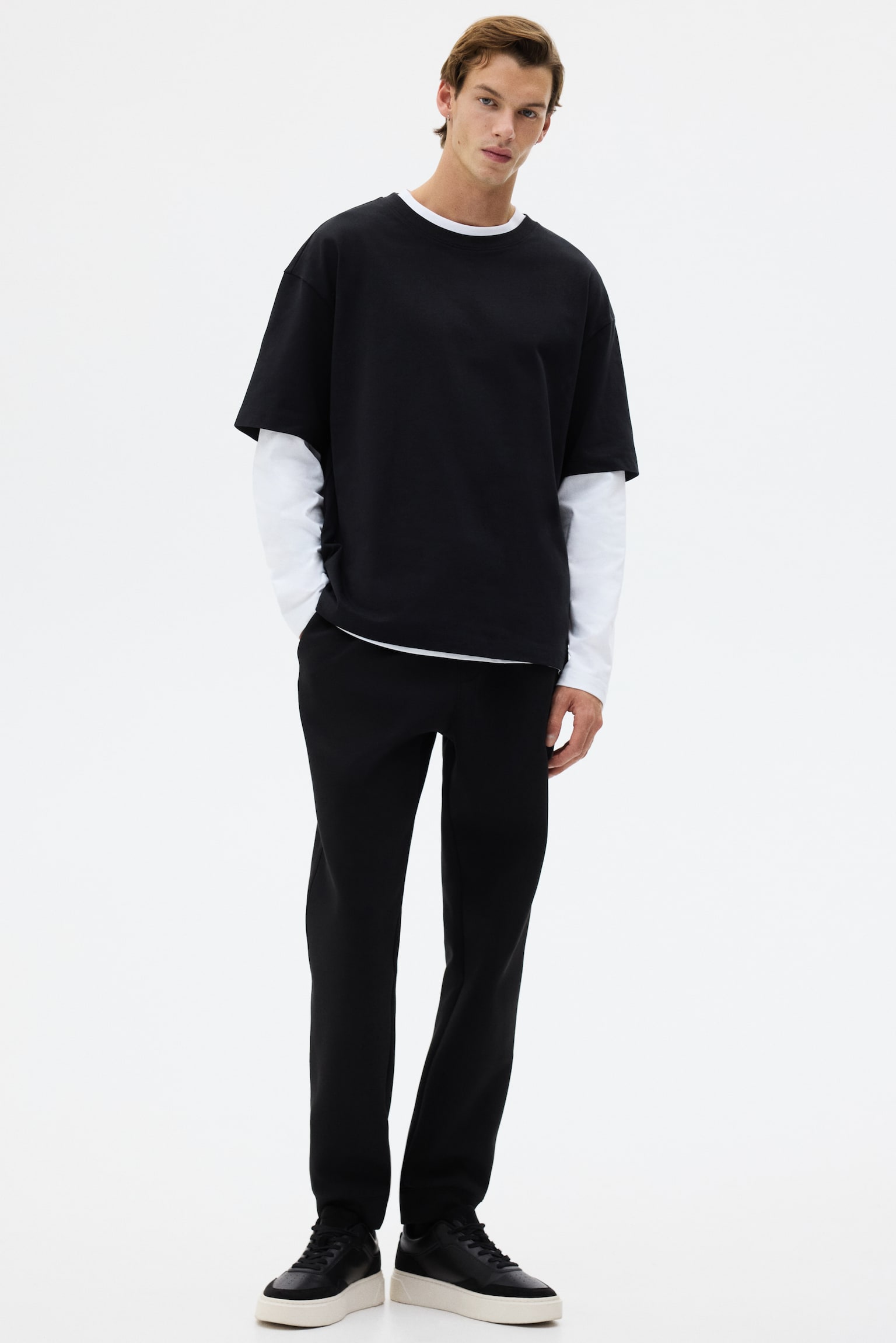 Regular Fit Sweatpants - Black/Dark grey - 1