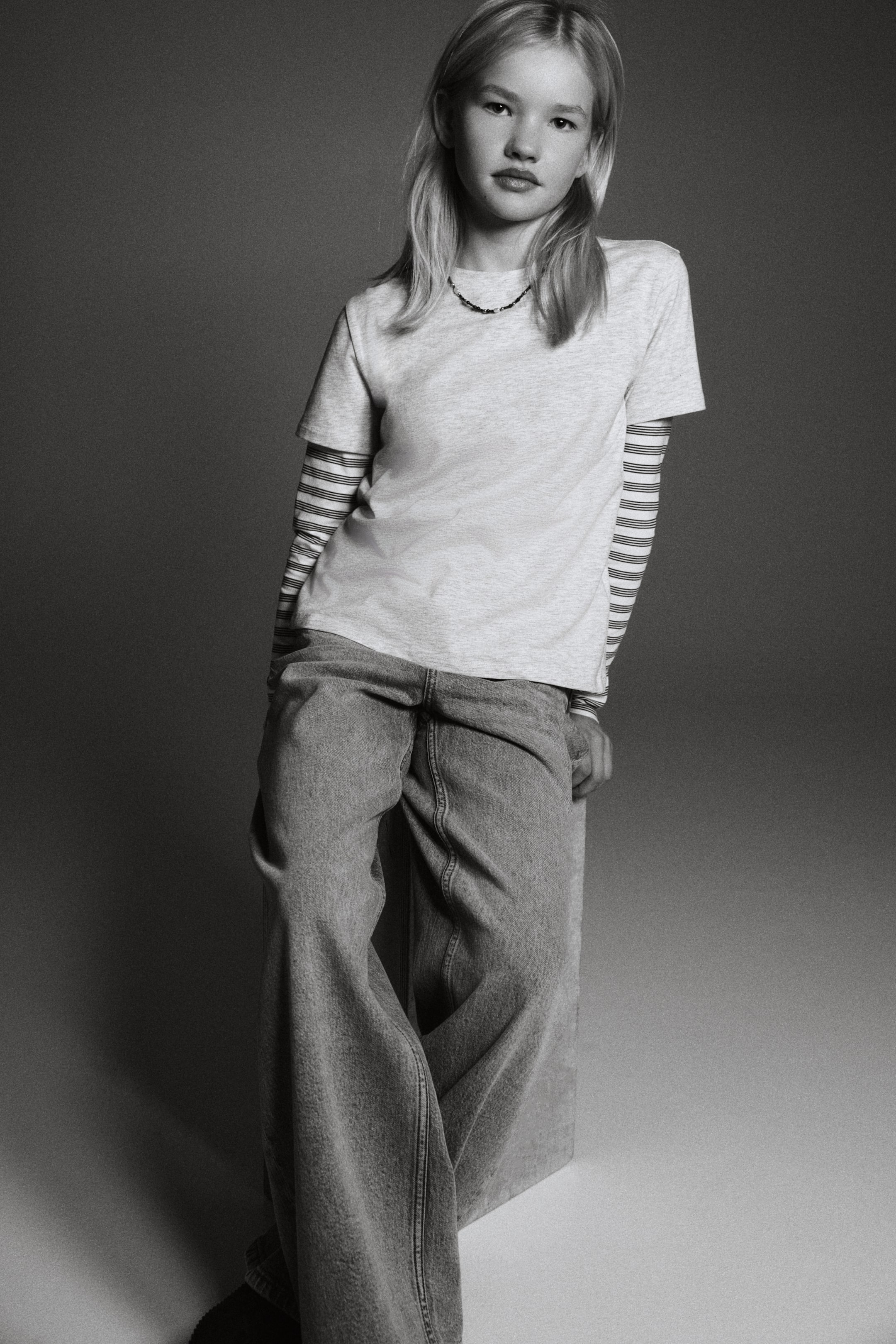 Ver imagen más grande: Wide Leg Jeans - Gris denim claro - NIÑOS | H&M ES 3